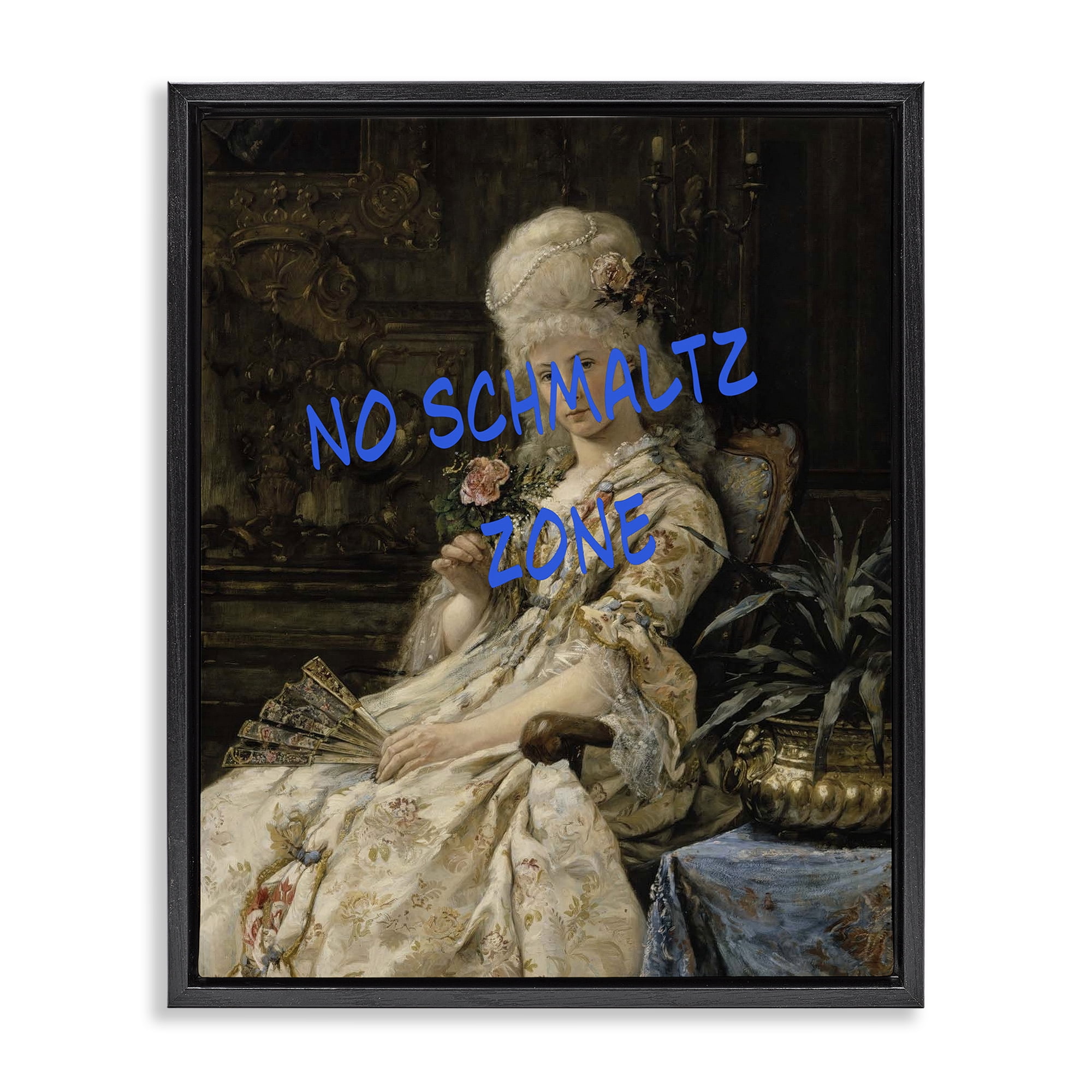 Stupell Industries Iconic No Schmaltz Zone Black Framed Floater Canvas Wall Art, design by Grotto Studios