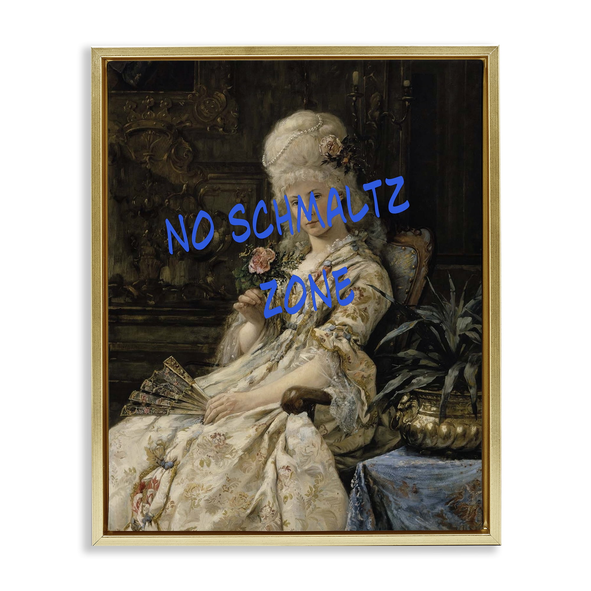 Stupell Industries Iconic No Schmaltz Zone Gold Framed Floater Canvas Wall Art, design by Grotto Studios