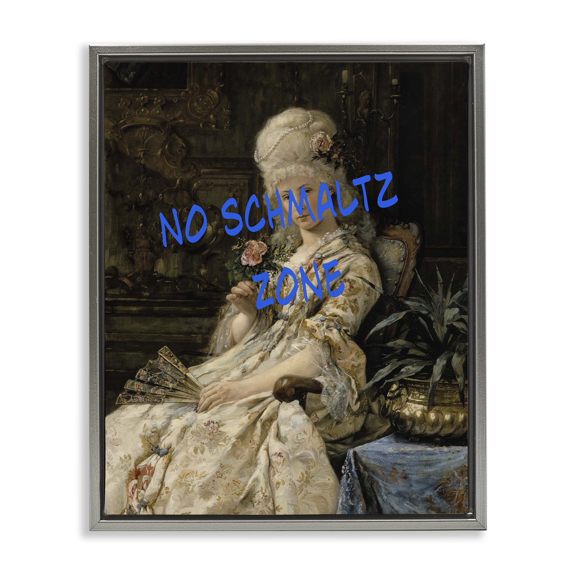 Stupell Industries Iconic No Schmaltz Zone Gray Framed Floater Canvas Wall Art, design by Grotto Studios