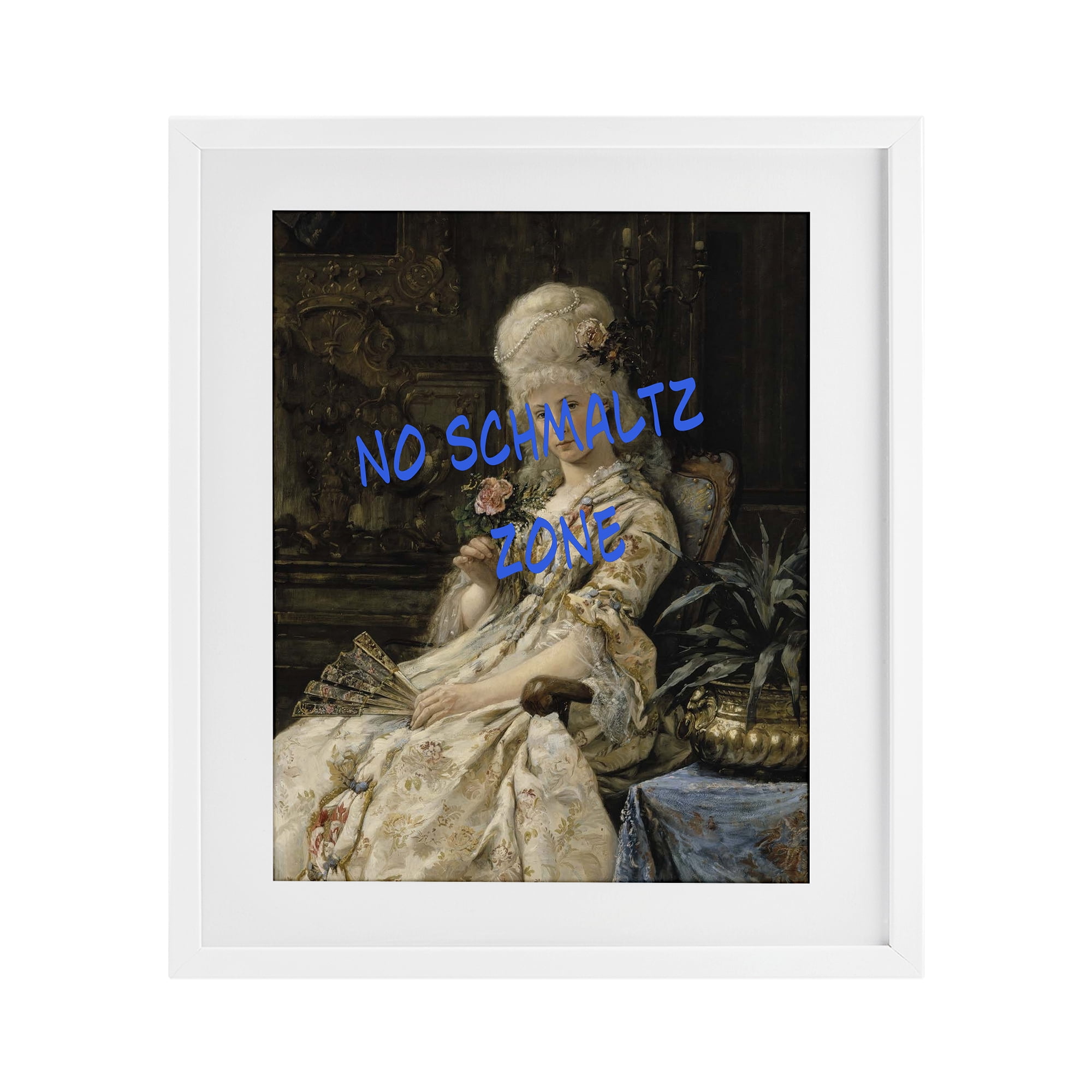 Stupell Industries Iconic No Schmaltz Zone White Framed Print Under Glass, design by Grotto Studios