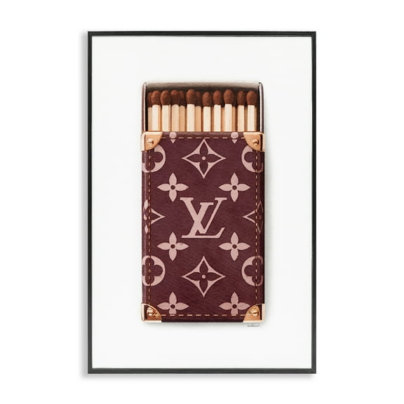 Stupell Industries Iconic Patterned Glam Matches Fashion Painting Black Framed Art Print Wall Art, 12 x 18