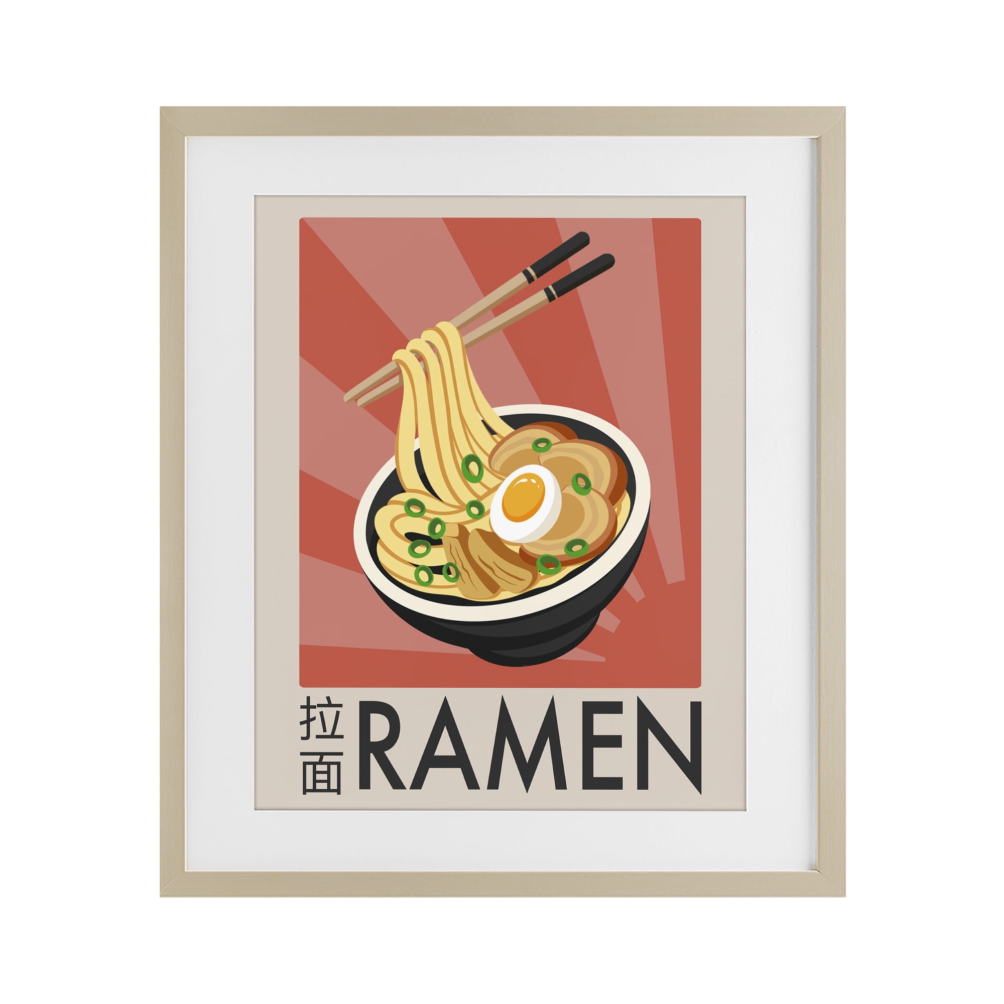 Stupell Industries Iconic Ramen Poster Birch Framed Print Under Glass, design by Marcus Prime