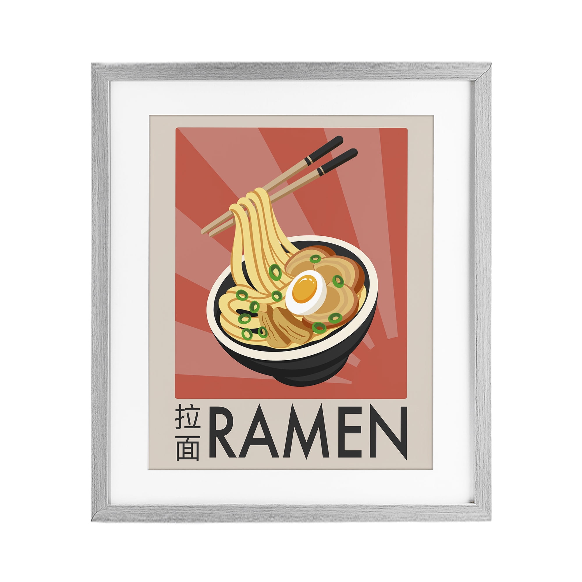 Stupell Industries Iconic Ramen Poster Gray Framed Print Under Glass, design by Marcus Prime