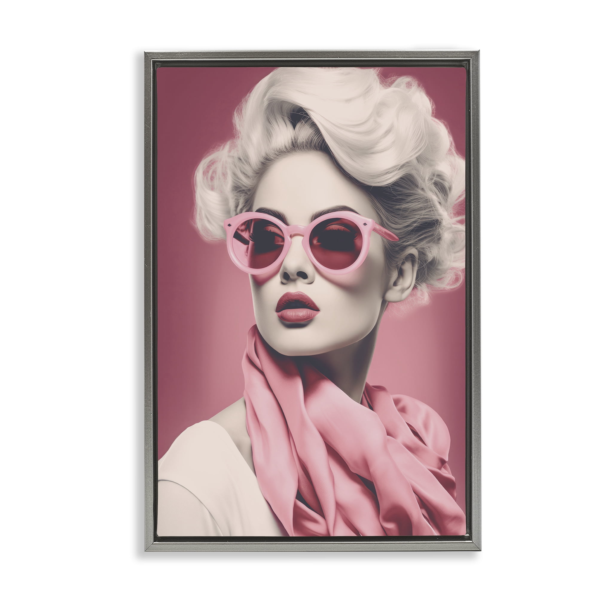 Stupell Industries Iconic Retro Chic Portrait Gray Framed Floater Canvas Wall Art, design by Andrea Haase