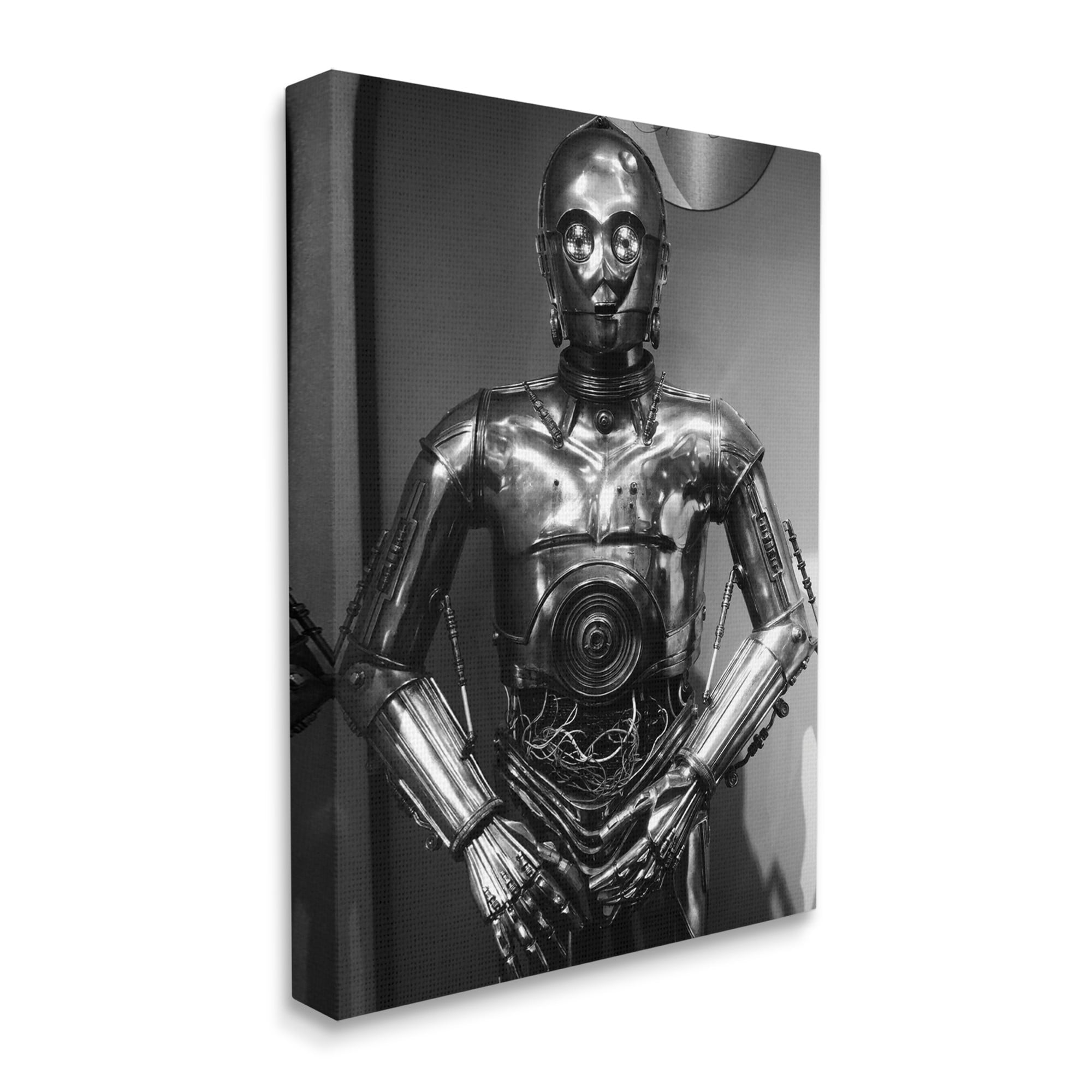 Stupell Industries Iconic Robot Science Fiction Character Black White,30 x 40,Designed by Nice Nshuti
