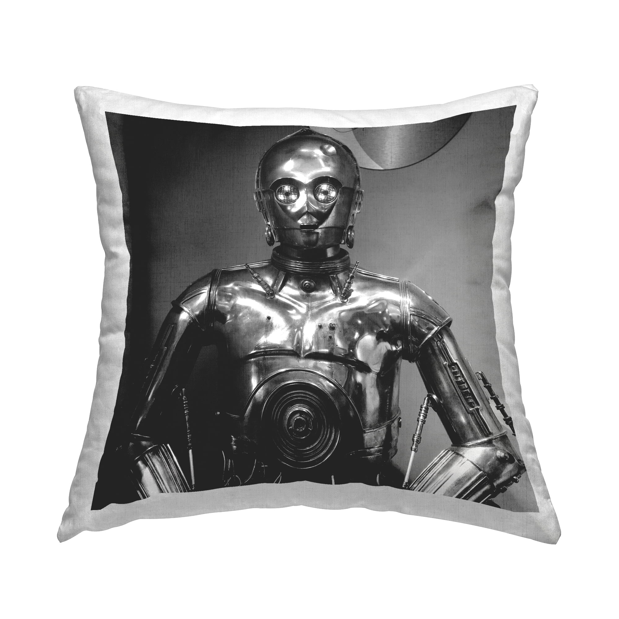 Stupell Industries Iconic Robot Science Fiction Monochrome Character Design by Nice Nshuti Throw Pillow