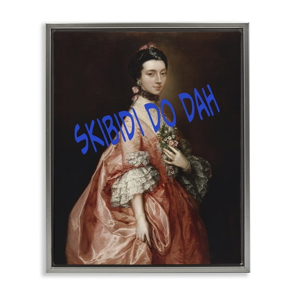Stupell Industries Victorian Iconic Skibidi Do Dah Gray Floating Frame Canvas Art, 17 x 21, by Grotto Studios