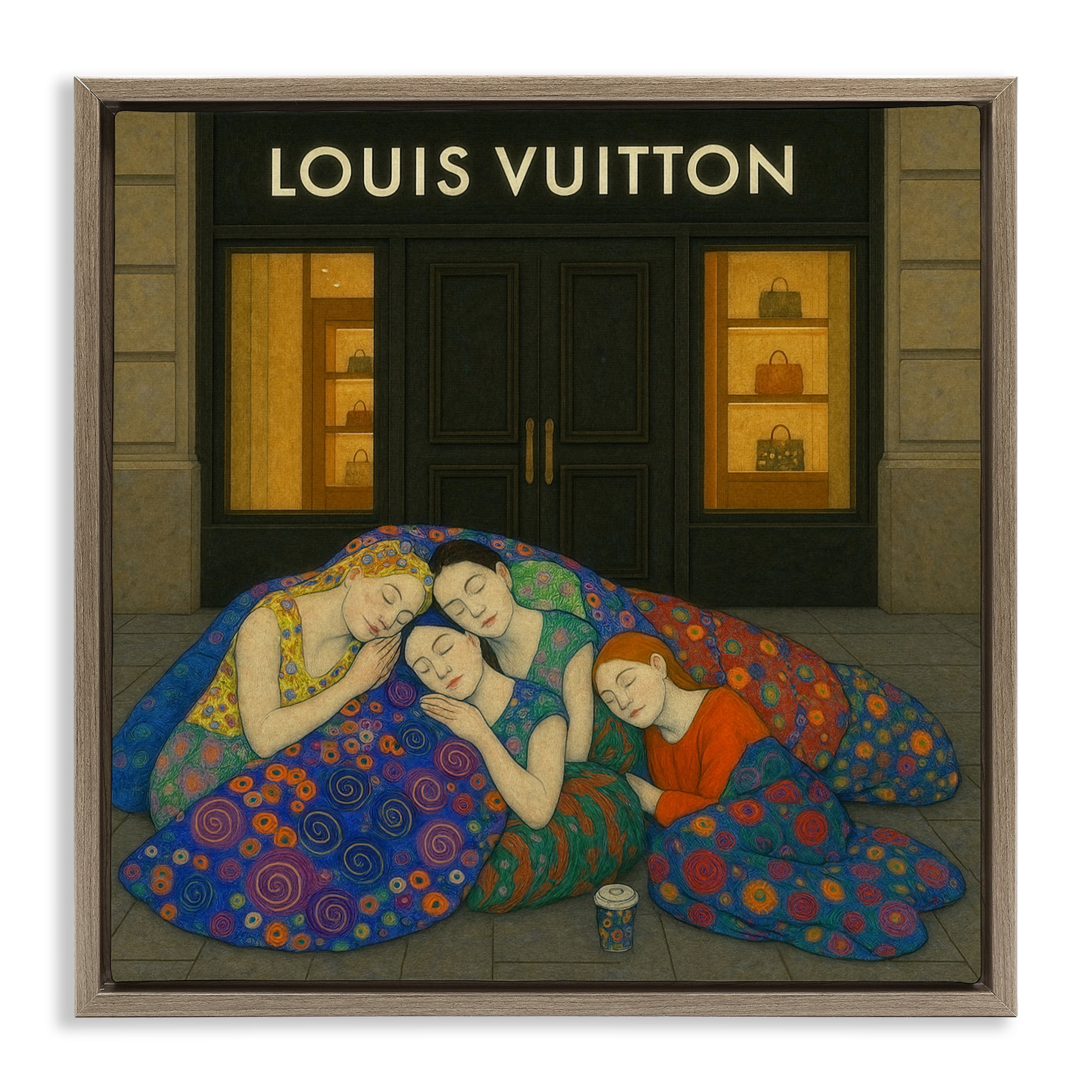 Stupell Industries Iconic Style Fashion Shop Brown Framed Floater Canvas Wall Art, design by Grotto Studios