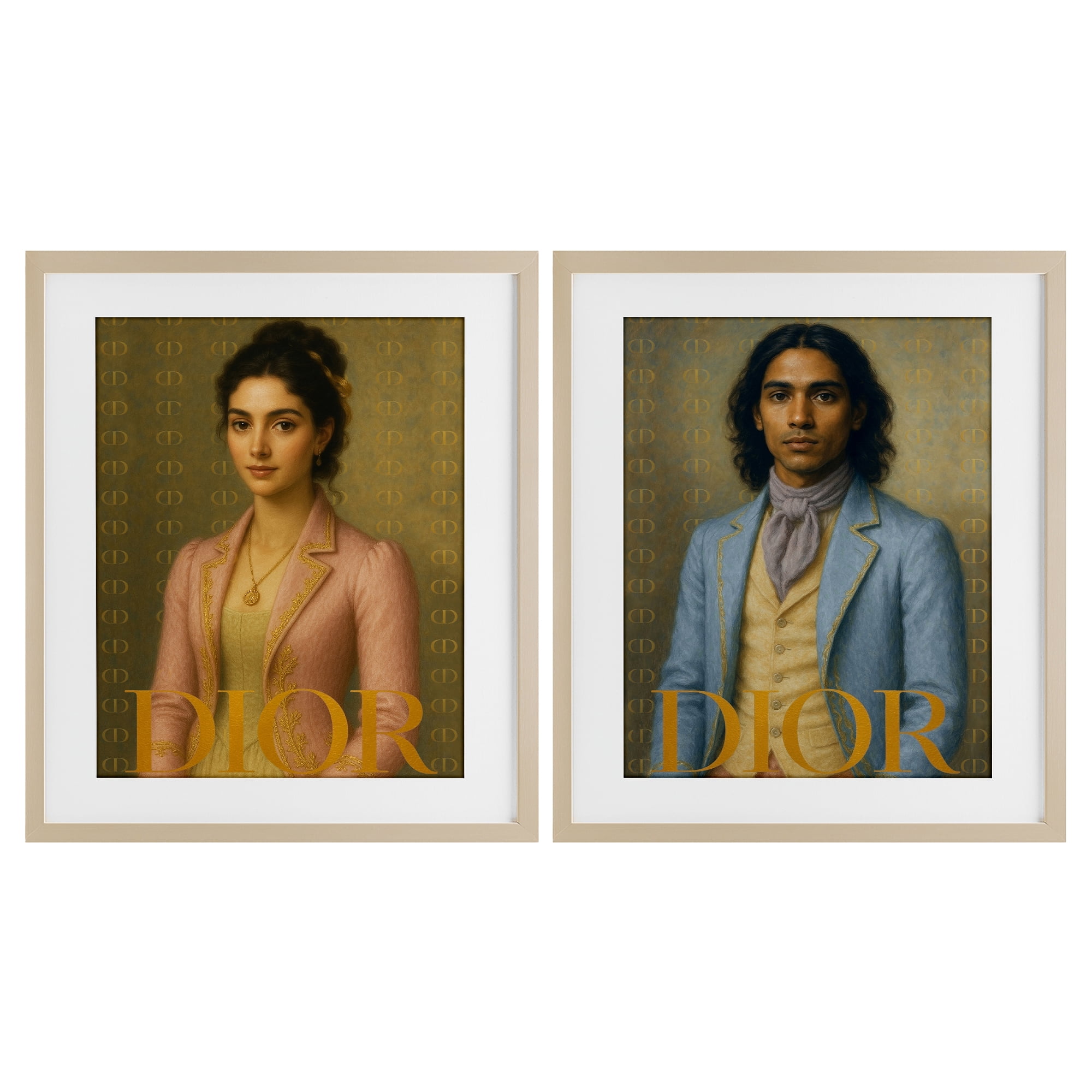 Stupell Industries Iconic Vintage Fashion Models 2 Piece Birch Framed Print Under Glass Set, design by Grotto Studios