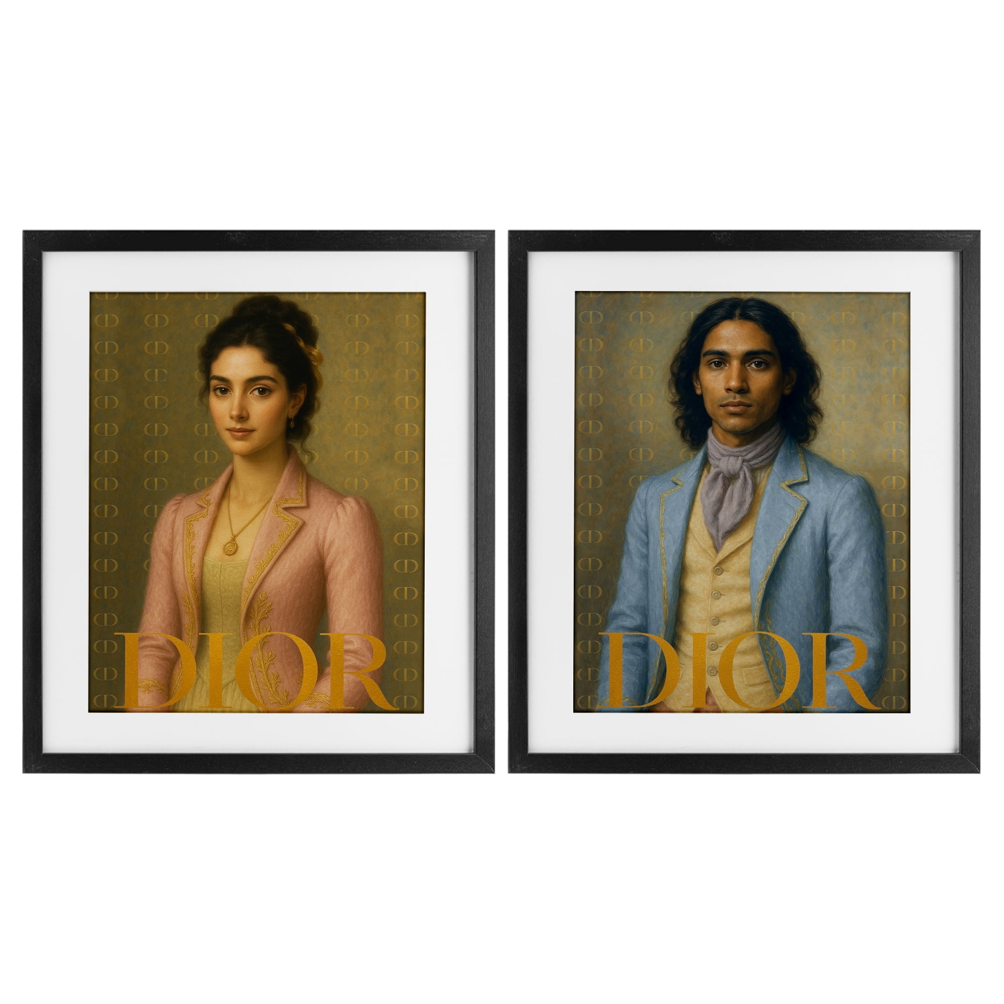 Stupell Industries Iconic Vintage Fashion Models 2 Piece Black Framed Print Under Glass Set, design by Grotto Studios