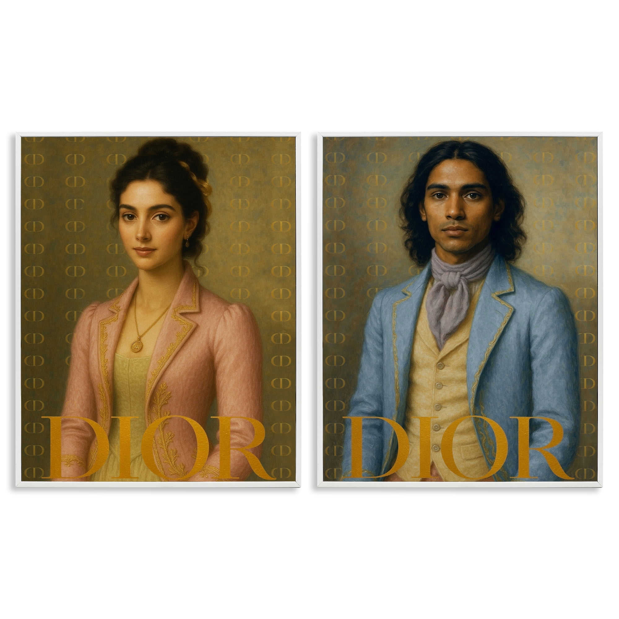 Stupell Industries Iconic Vintage Fashion Models 2 Piece White Framed Giclee Art Set, design by Grotto Studios