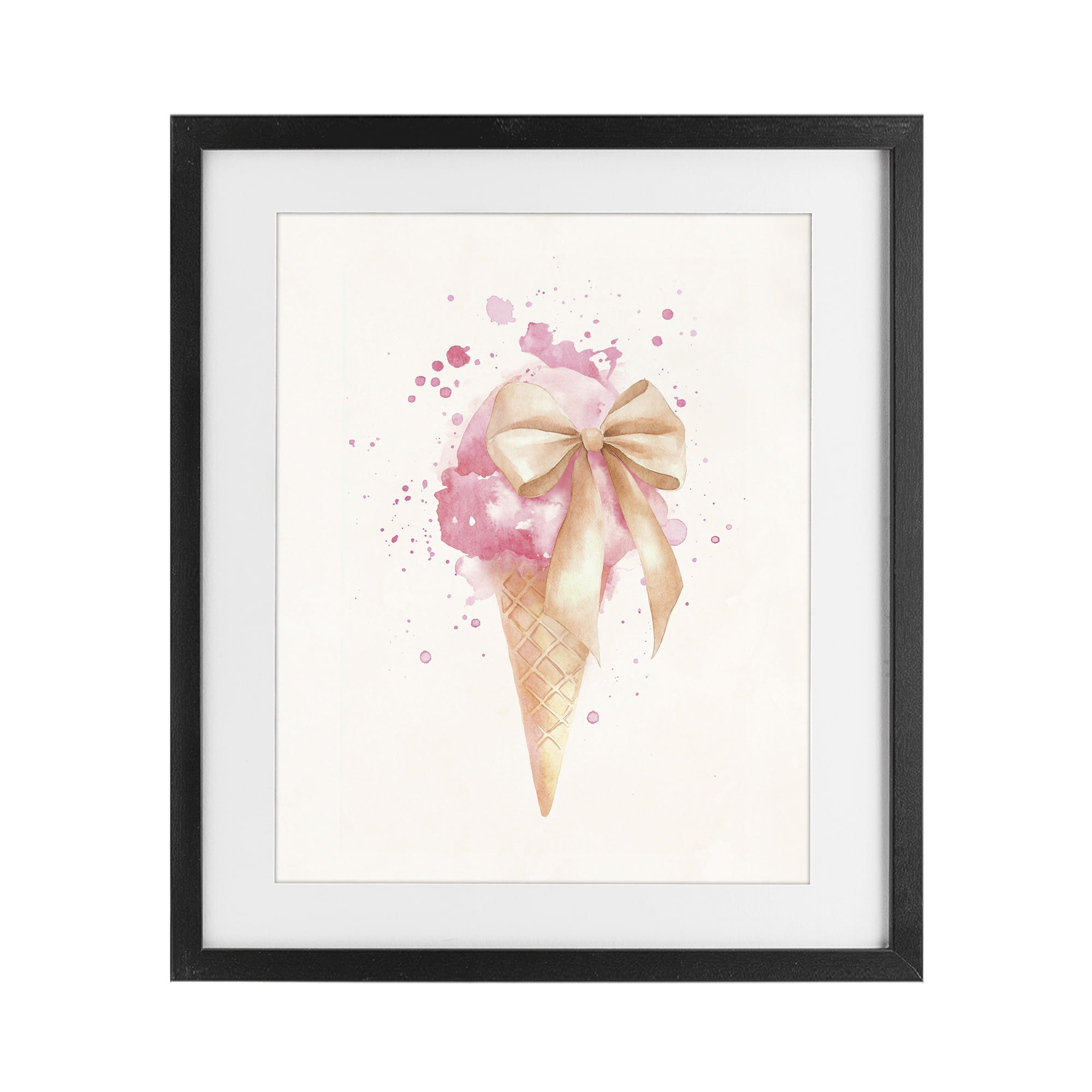 Stupell Industries Icy Charm Ice Cream Cone Black Framed Print Under Glass, design by Svetlana Aleynikova