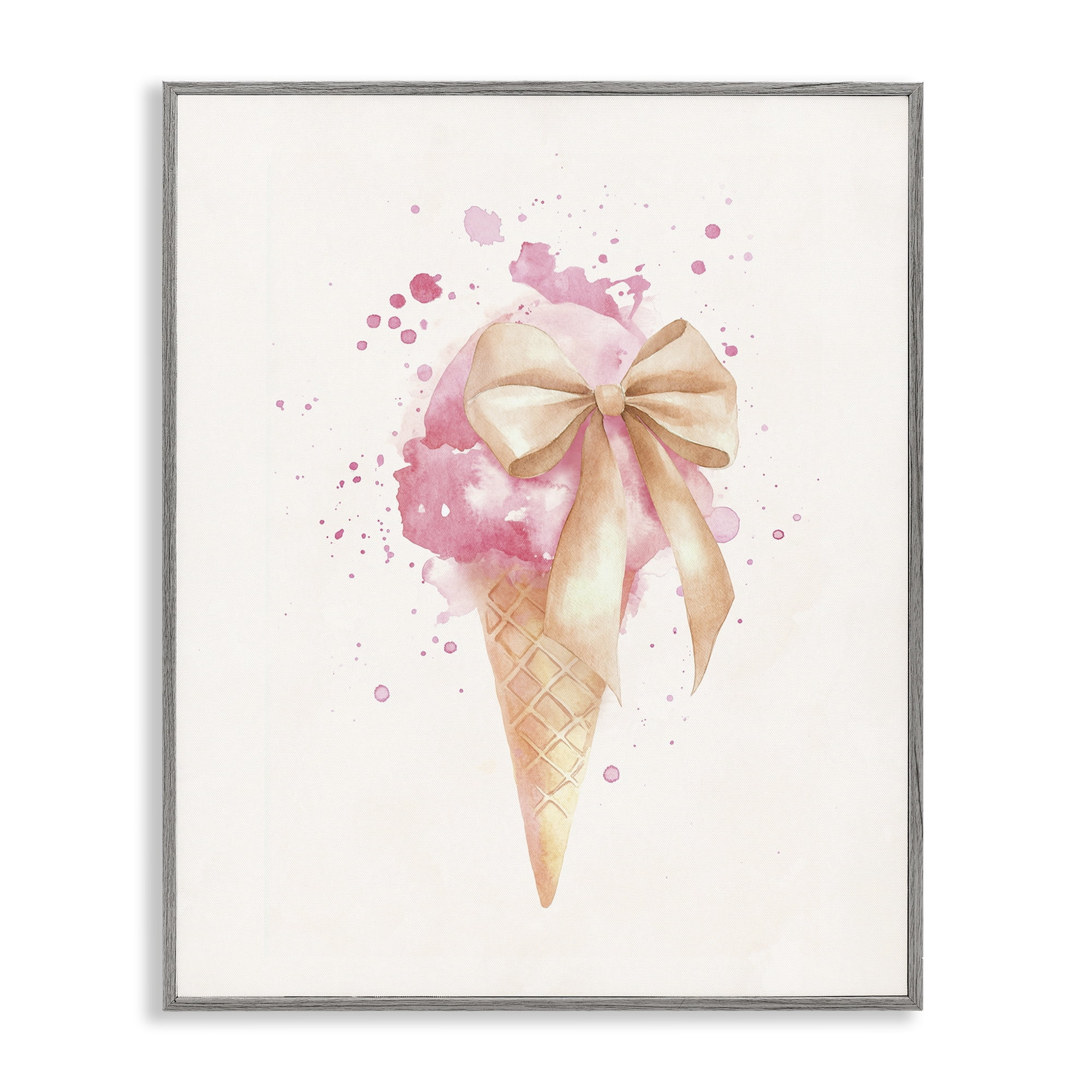 Stupell Industries Icy Charm Ice Cream Cone Gray Framed Giclee Art, design by Svetlana Aleynikova