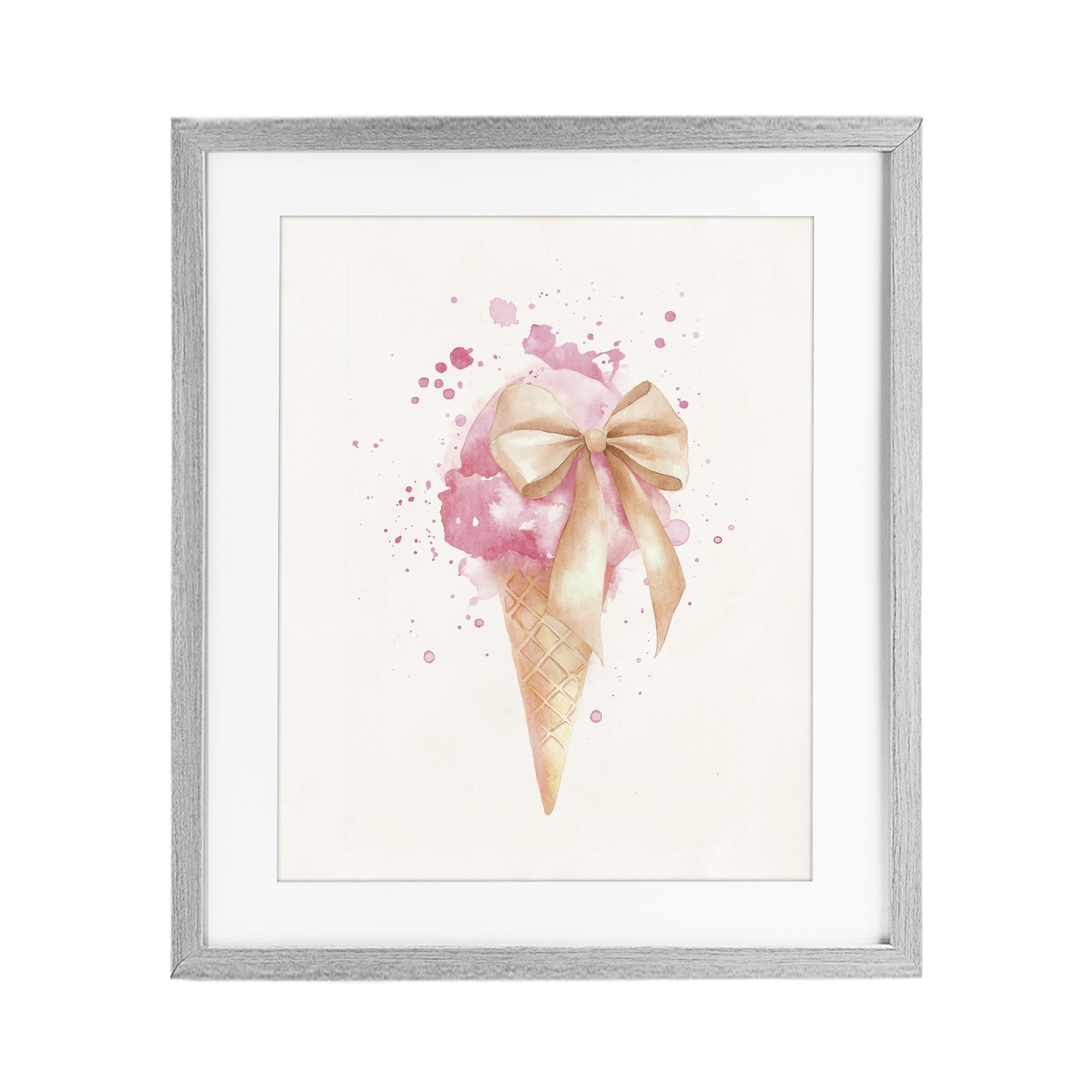 Stupell Industries Icy Charm Ice Cream Cone Gray Framed Print Under Glass, design by Svetlana Aleynikova