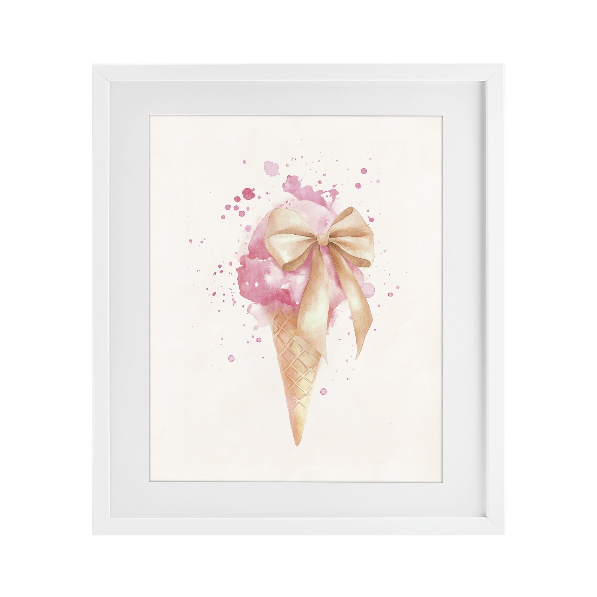 Stupell Industries Icy Charm Ice Cream Cone White Framed Print Under Glass, design by Svetlana Aleynikova