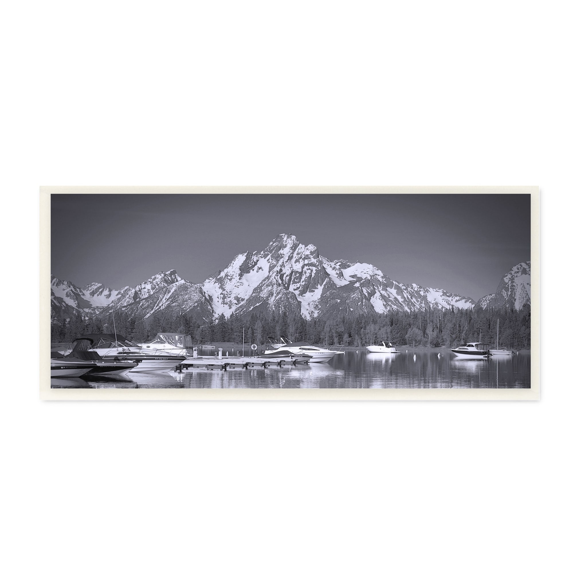 Stupell Industries Icy Marina Bay Boat Port Snowy Mountain Summit,17 x 7, Design by Daniel Sproul