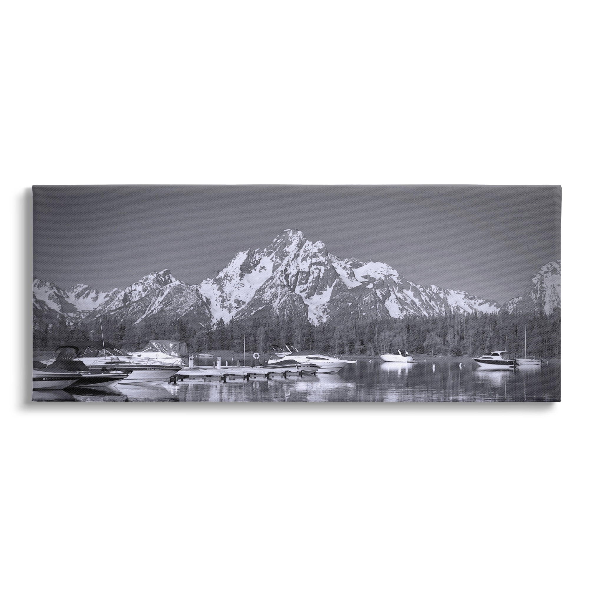 Stupell Industries Icy Marina Bay Boat Port Snowy Mountain Summit,40 x 17, Design by Daniel Sproul