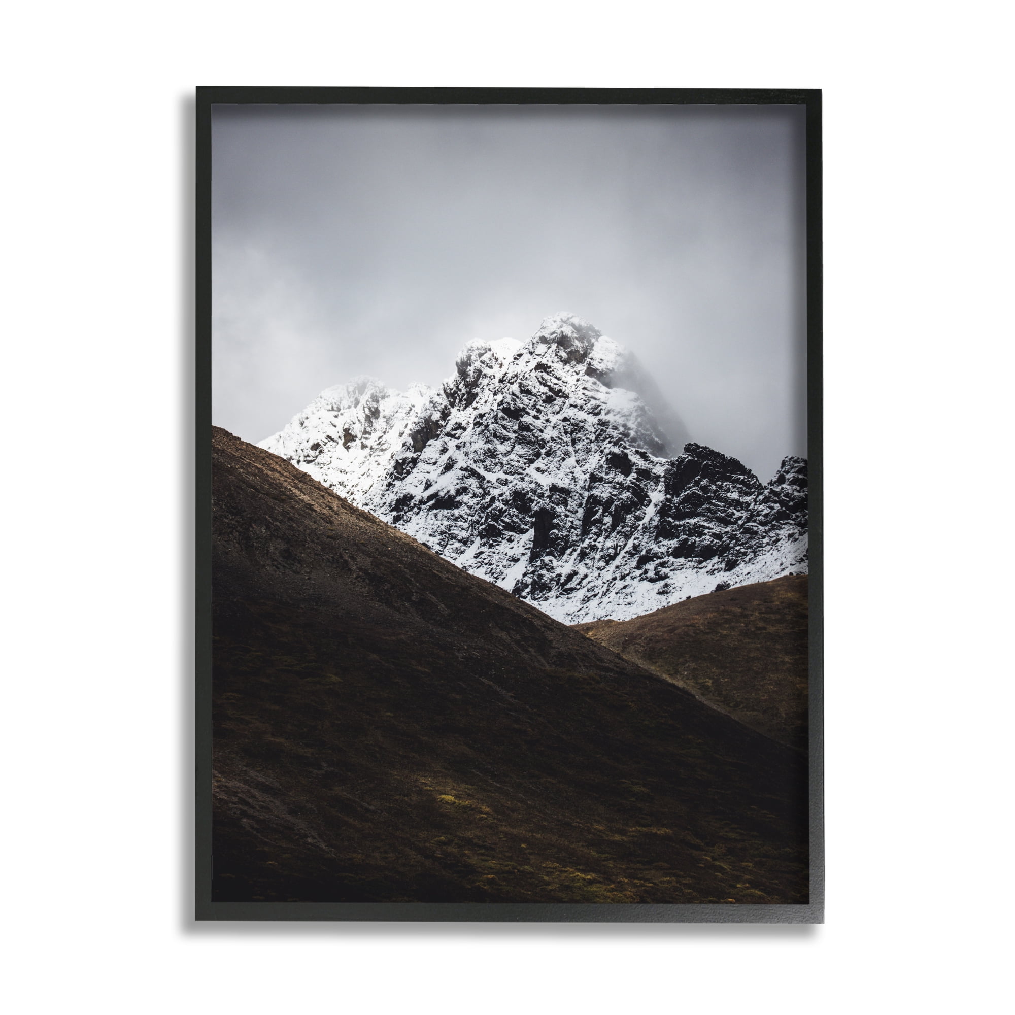 Stupell Industries Icy Mountain Valley Landscape Photography Black Framed Art Print Wall Art, 16 x 20
