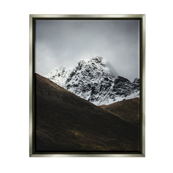 Stupell Industries Icy Mountain Valley Landscape Photography Gray Floater Framed Canvas Art Print Wall Art, 17 x 21