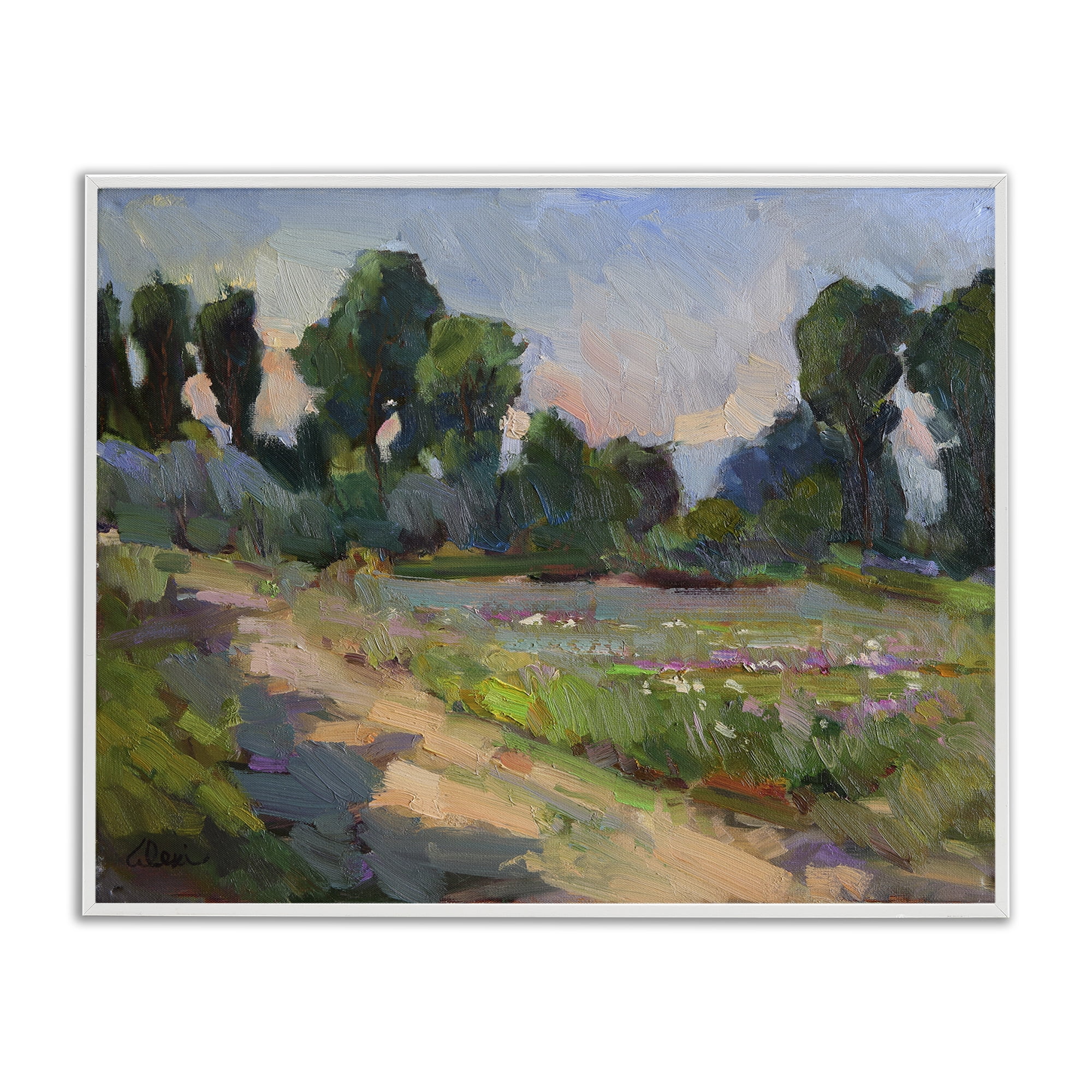 Stupell Industries Idaho Spring Tree Grove Landscape & Nature Painting White Framed Art Print Wall Art, 14 x 11