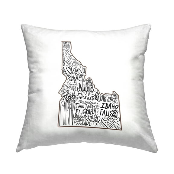 Stupell Industries Idaho State Outline Various Cities Typography Design by Saturday Evening Post Throw Pillow