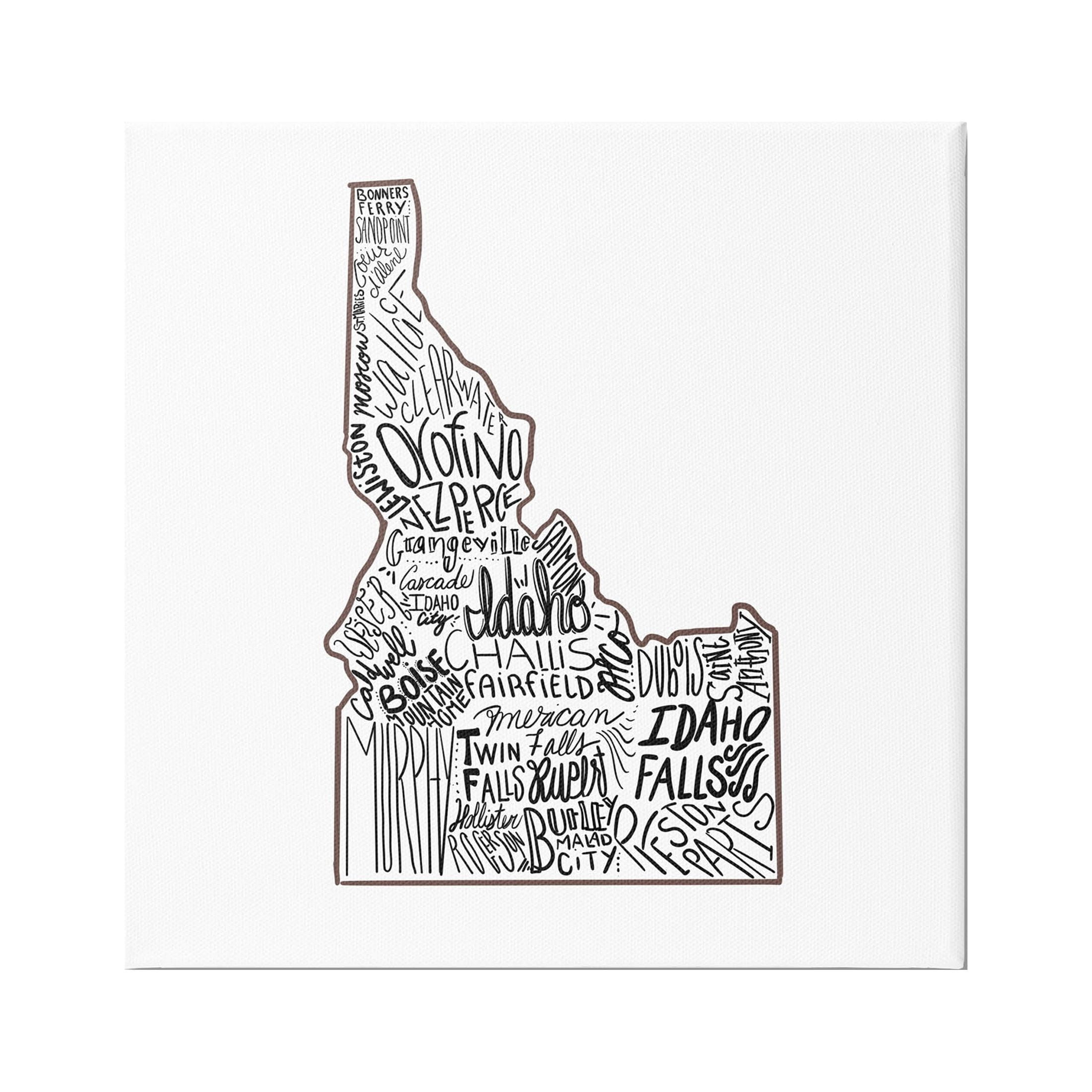 Stupell Industries Idaho State Shape Typography Cities Graphic Art Gallery Wrapped Canvas Print Wall Art, Design by The Saturday Evening Post