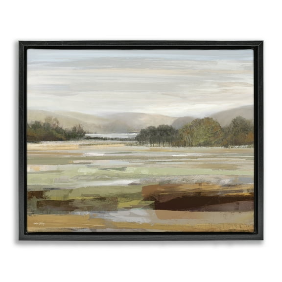 Stupell Industries Idyllic Countryside View Landscape & Nature Painting Black Floater Framed Canvas Art Print Wall Art, 21 x 17