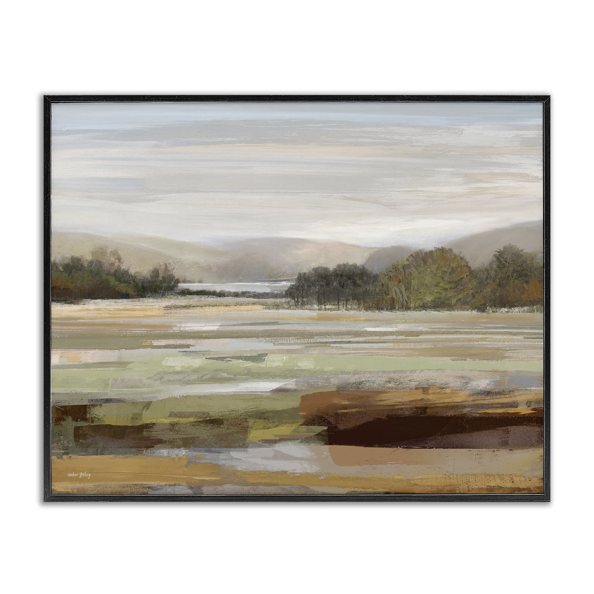 Stupell Industries Idyllic Countryside View Landscape & Nature Painting Black Framed Art Print Wall Art, 30 x 24