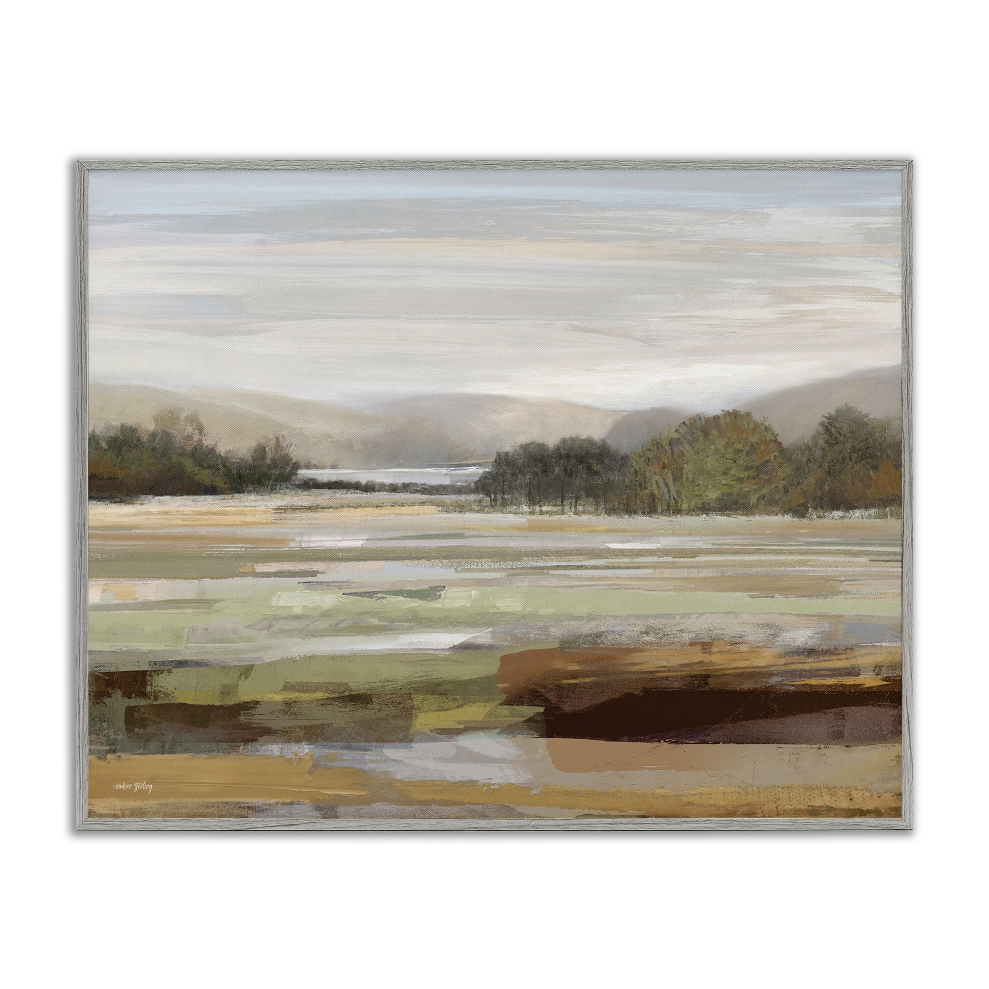 Stupell Industries Idyllic Countryside View Landscape & Nature Painting Gray Framed Art Print Wall Art, 14 x 11