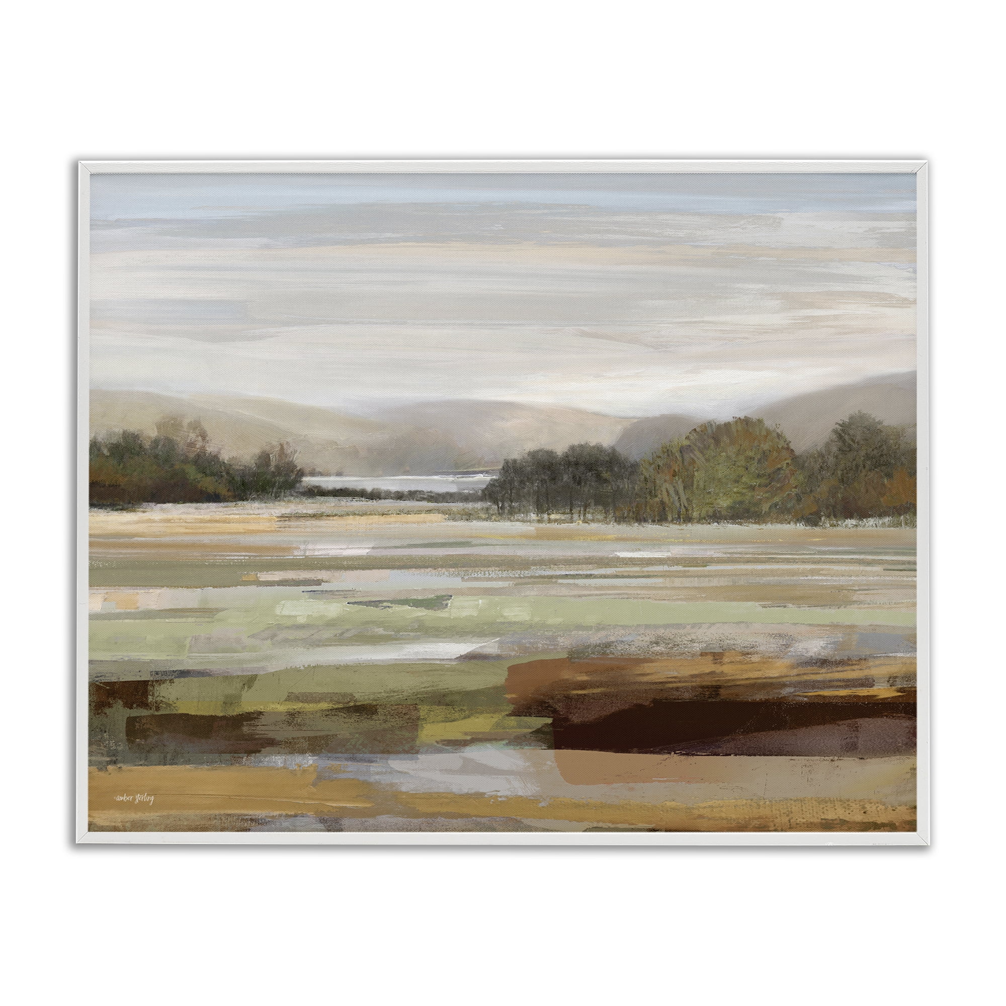Stupell Industries Idyllic Countryside View Landscape & Nature Painting White Framed Art Print Wall Art, 20 x 16