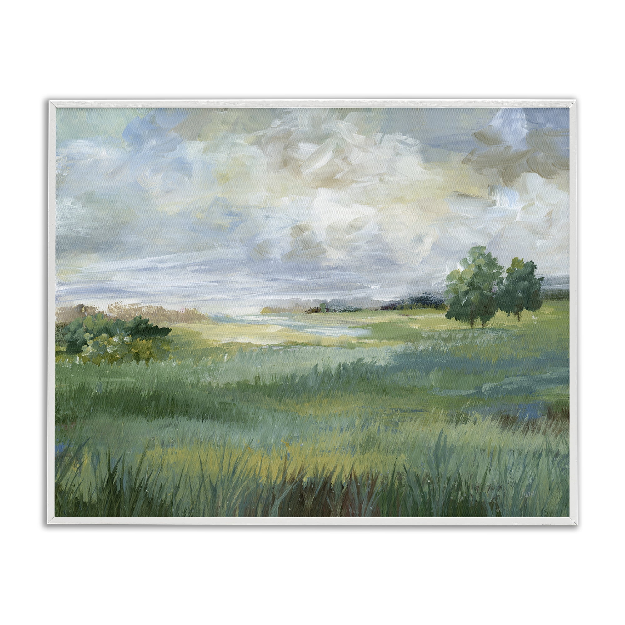 Stupell Industries Idyllic Field at Dawn White Framed Giclee Art, design by Nan