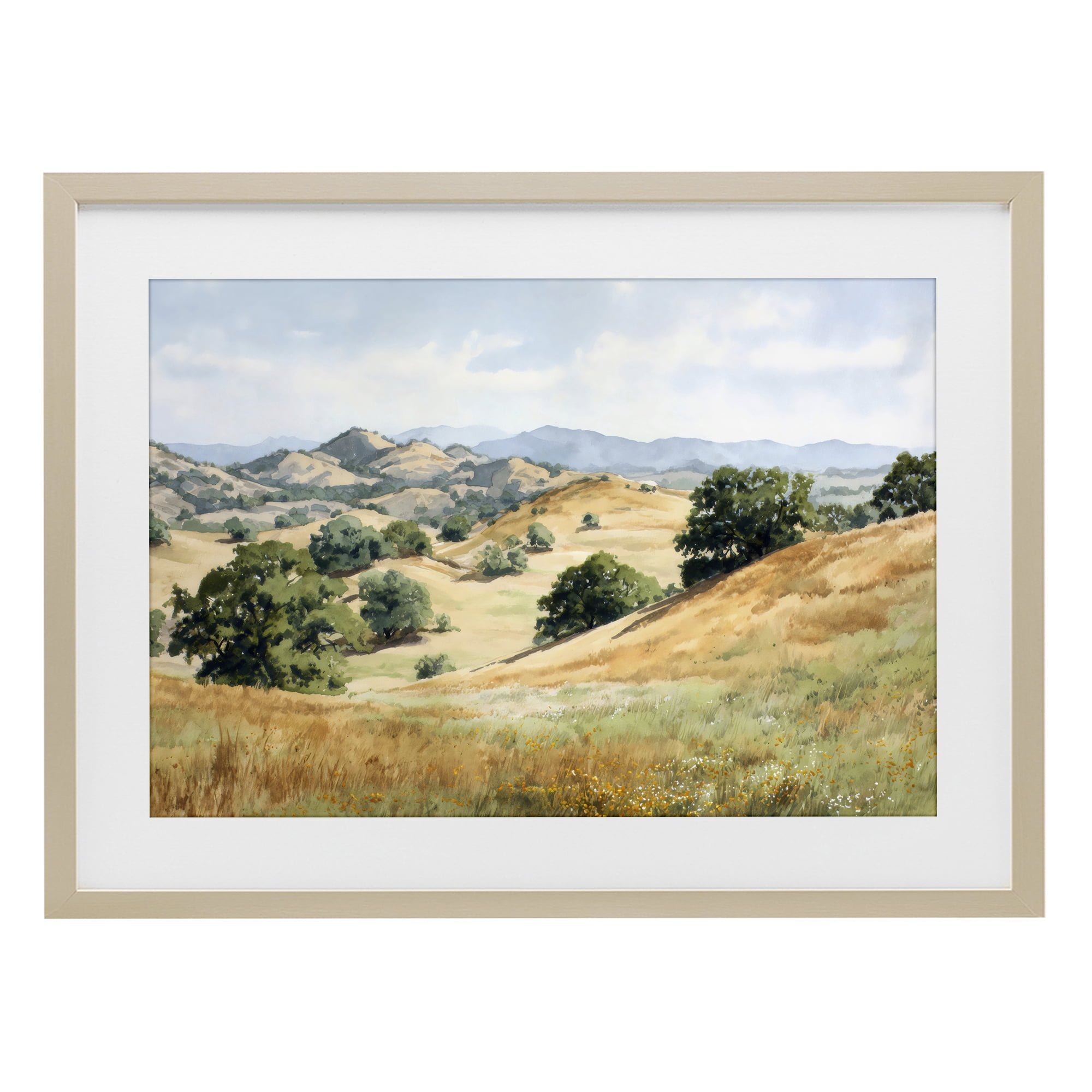 Stupell Industries Idyllic Mountains and Trees Birch Framed Print Under Glass, design by Petal Prints Design