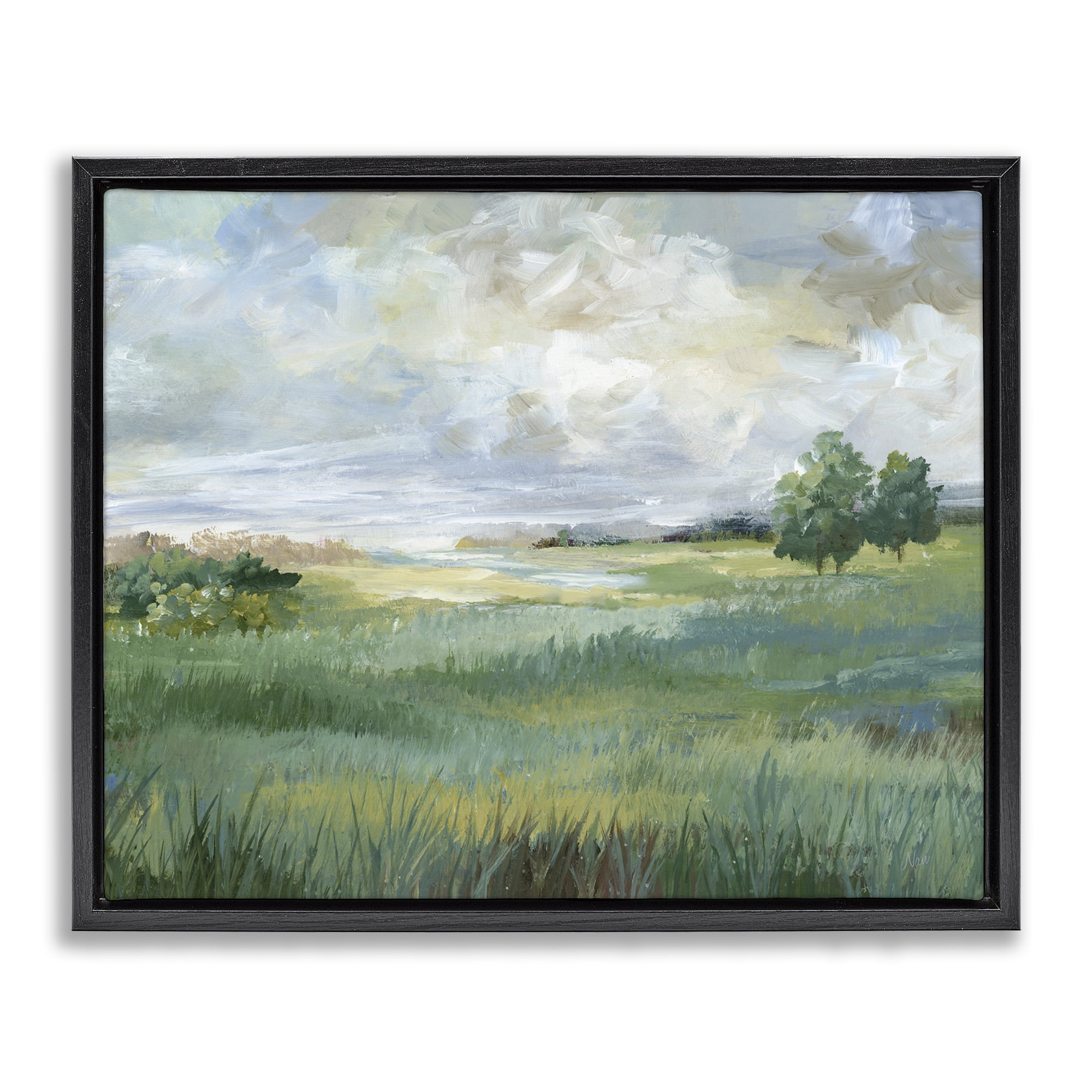 Stupell Industries Idyllic Summer Field Black Framed Floater Canvas Wall Art, design by Nan