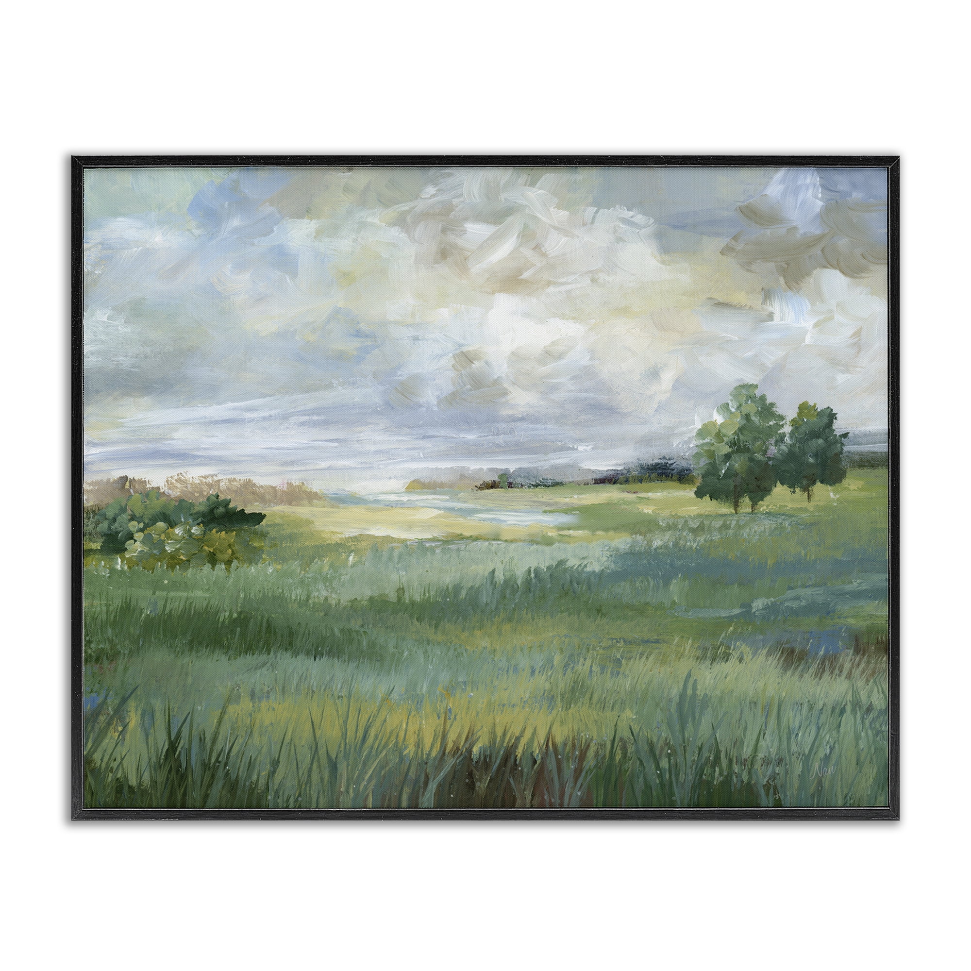 Stupell Industries Idyllic Summer Field Black Framed Giclee Art, design by Nan