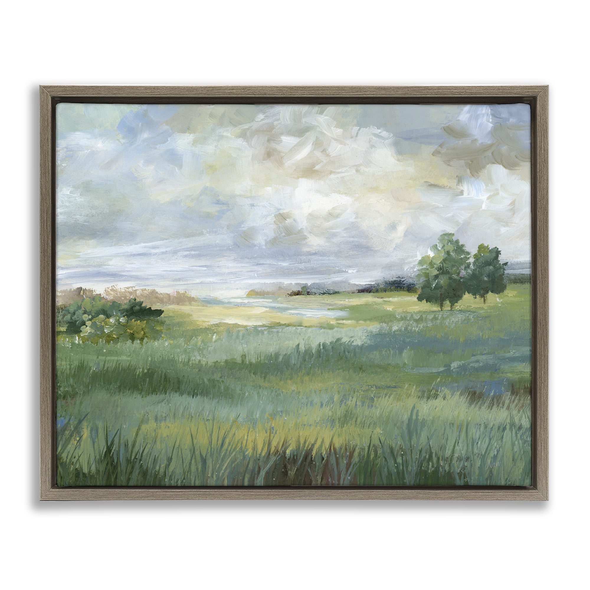 Stupell Industries Idyllic Summer Field Brown Framed Floater Canvas Wall Art, design by Nan