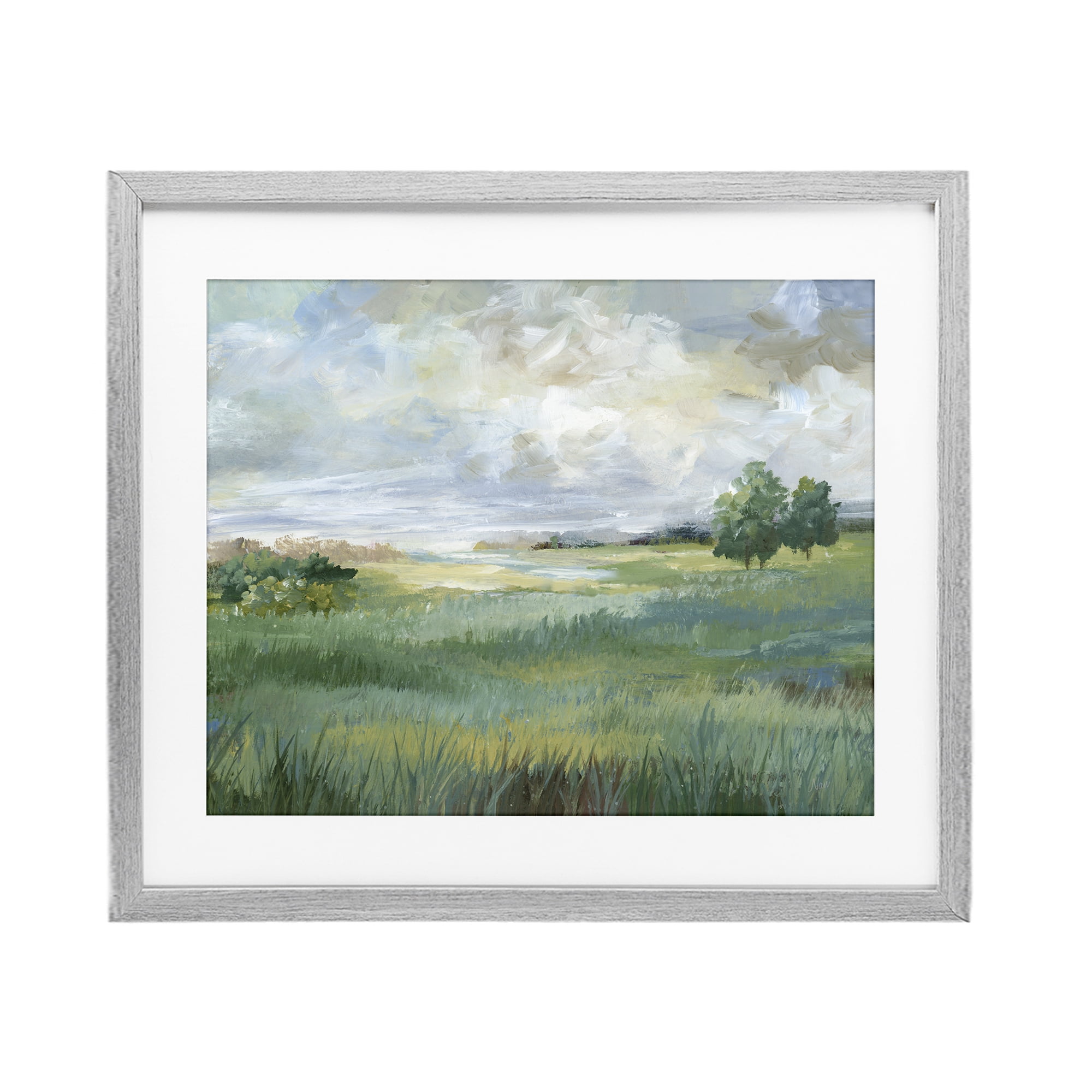 Stupell Industries Idyllic Summer Field Gray Framed Print Under Glass, design by Nan