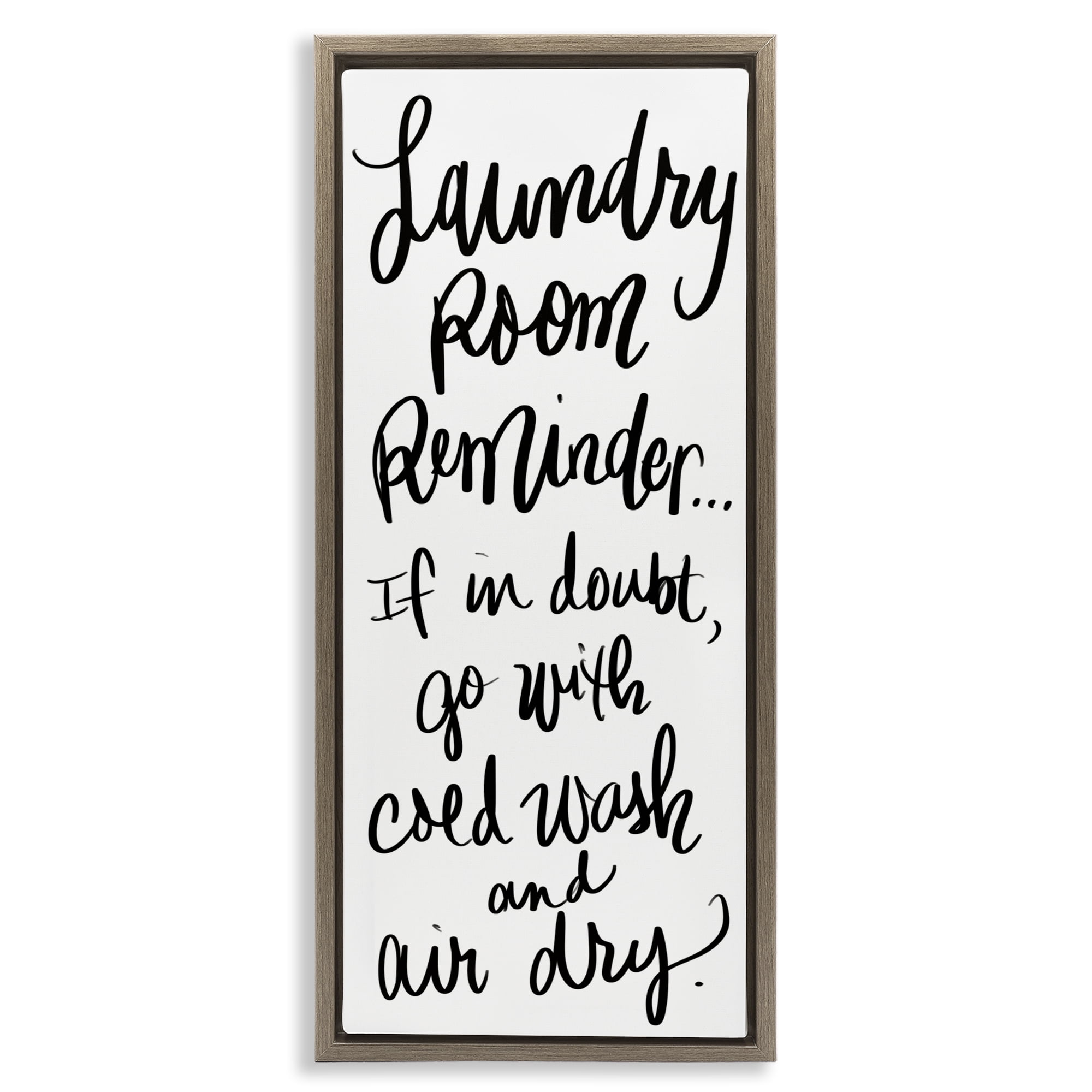 Stupell Industries If In Doubt Laundry Tip Brown Framed Floater Canvas Wall Art, design by SD Graphics Studio