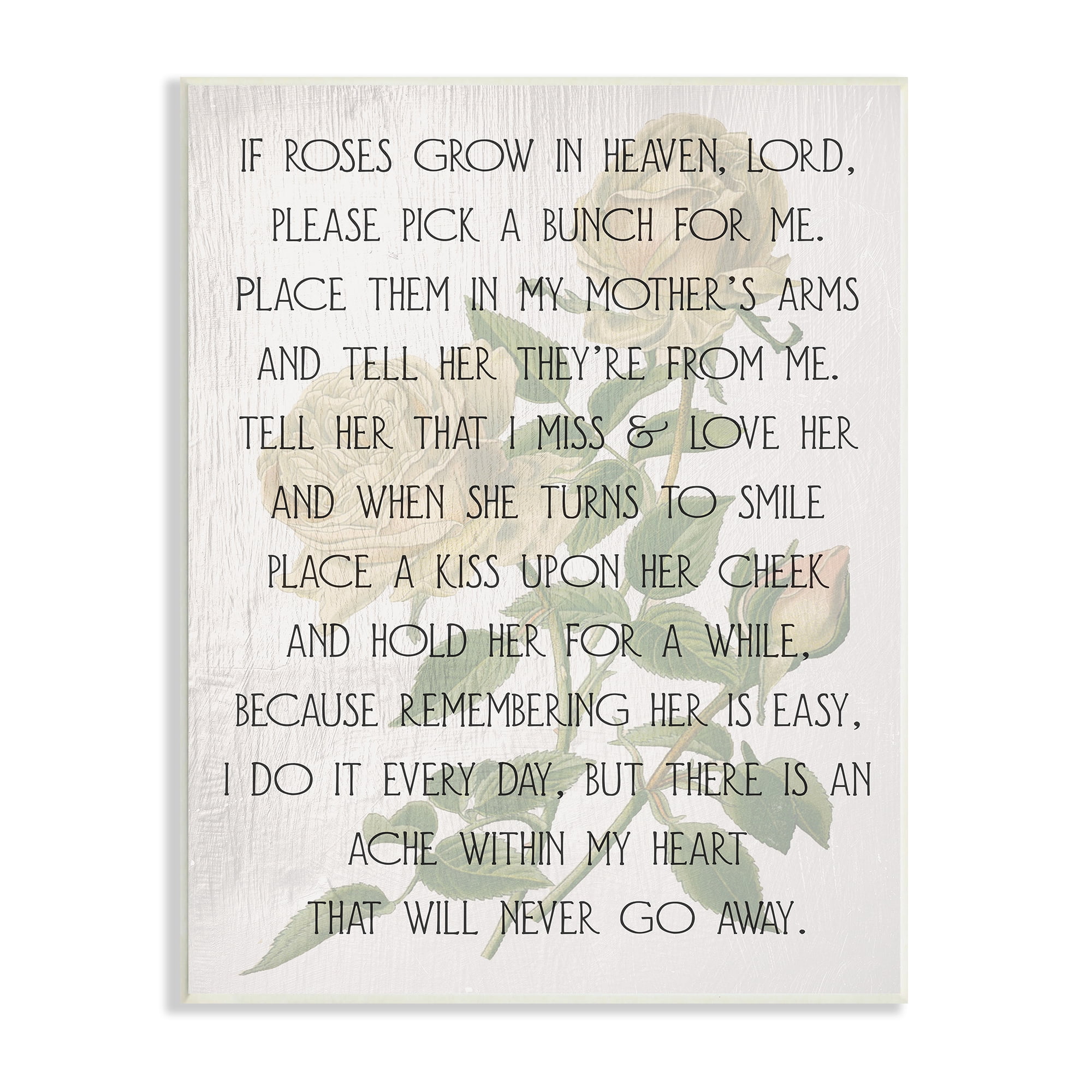 Stupell Industries If Roses Grow in Heaven Phrase Yellow Flower, 13 x 19, Design by Daphne Polselli