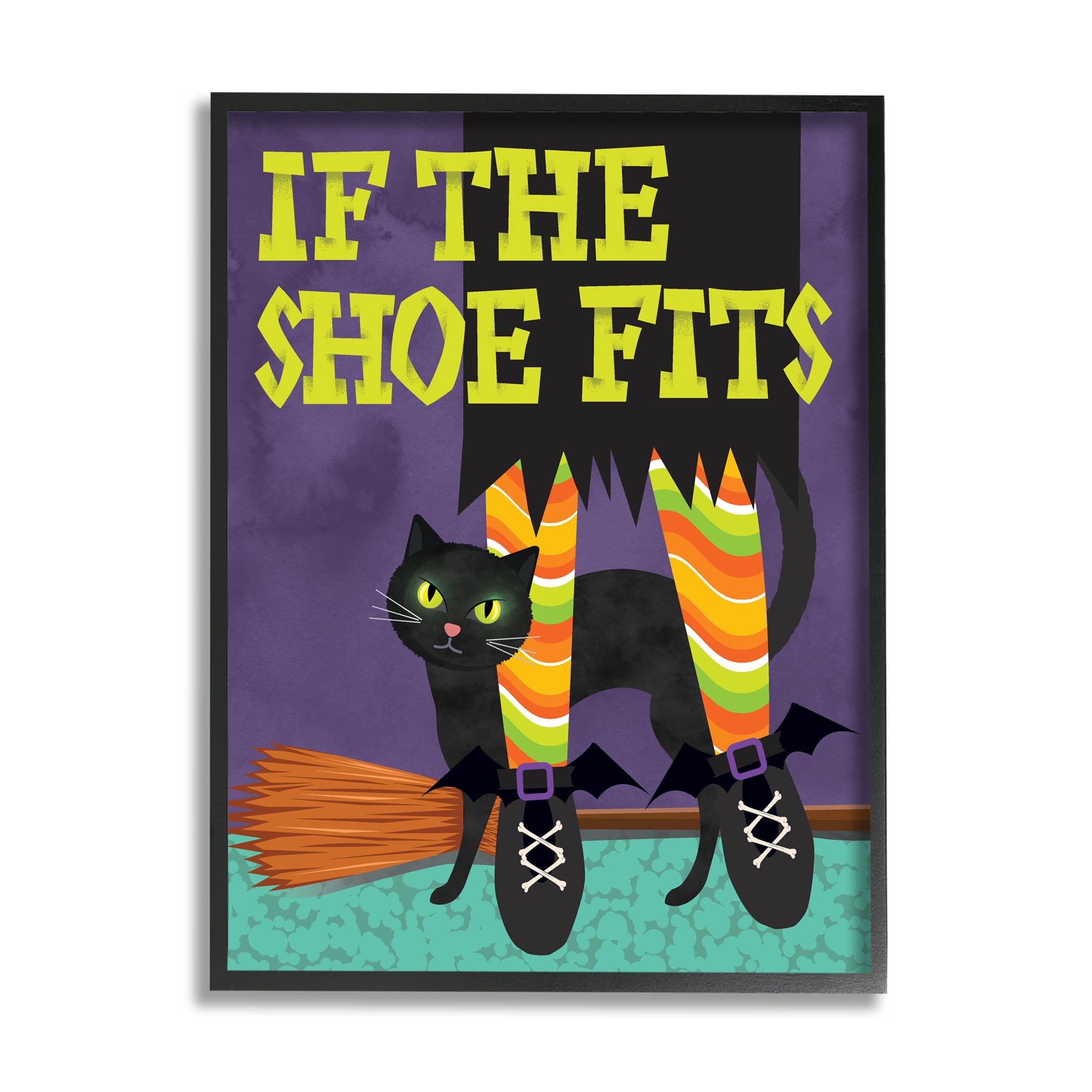 Stupell Industries If The Shoe Fits Witch Graphic Art Black Framed Art Print Wall Art, Design by Linda Birtel