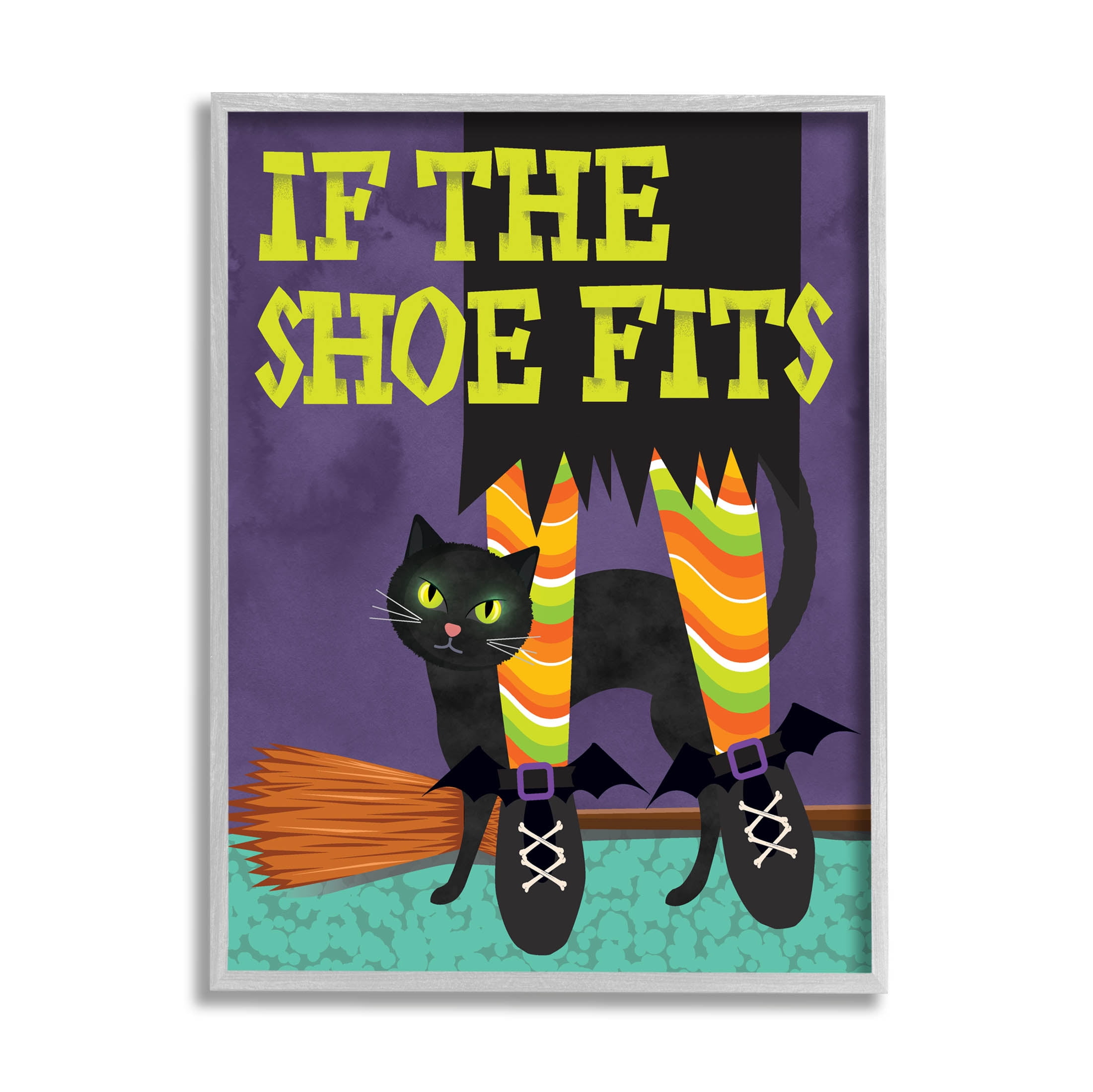 Stupell Industries If The Shoe Fits Witch Graphic Art Gray Framed Art Print Wall Art, Design by Linda Birtel