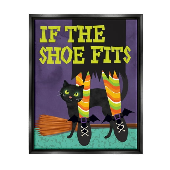 Stupell Industries If The Shoe Fits Witch Graphic Art Jet Black Floating Framed Canvas Print Wall Art, Design by Linda Birtel