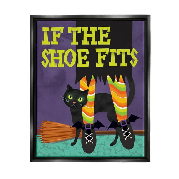 Stupell Industries If The Shoe Fits Witch Graphic Art Jet Black Floating Framed Canvas Print Wall Art, Design by Linda Birtel