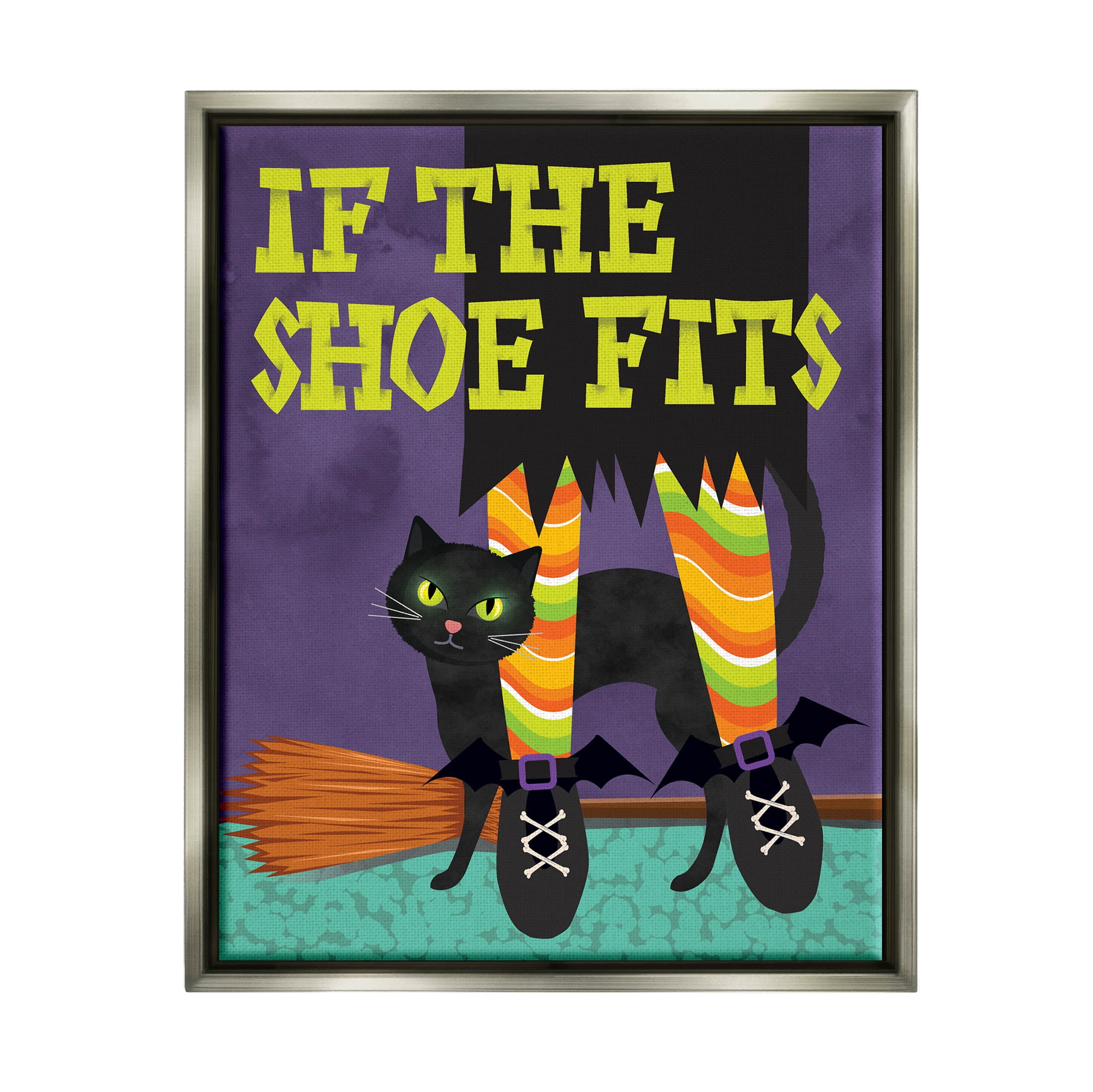 Stupell Industries If The Shoe Fits Witch Graphic Art Luster Gray Floating Framed Canvas Print Wall Art, Design by Linda Birtel