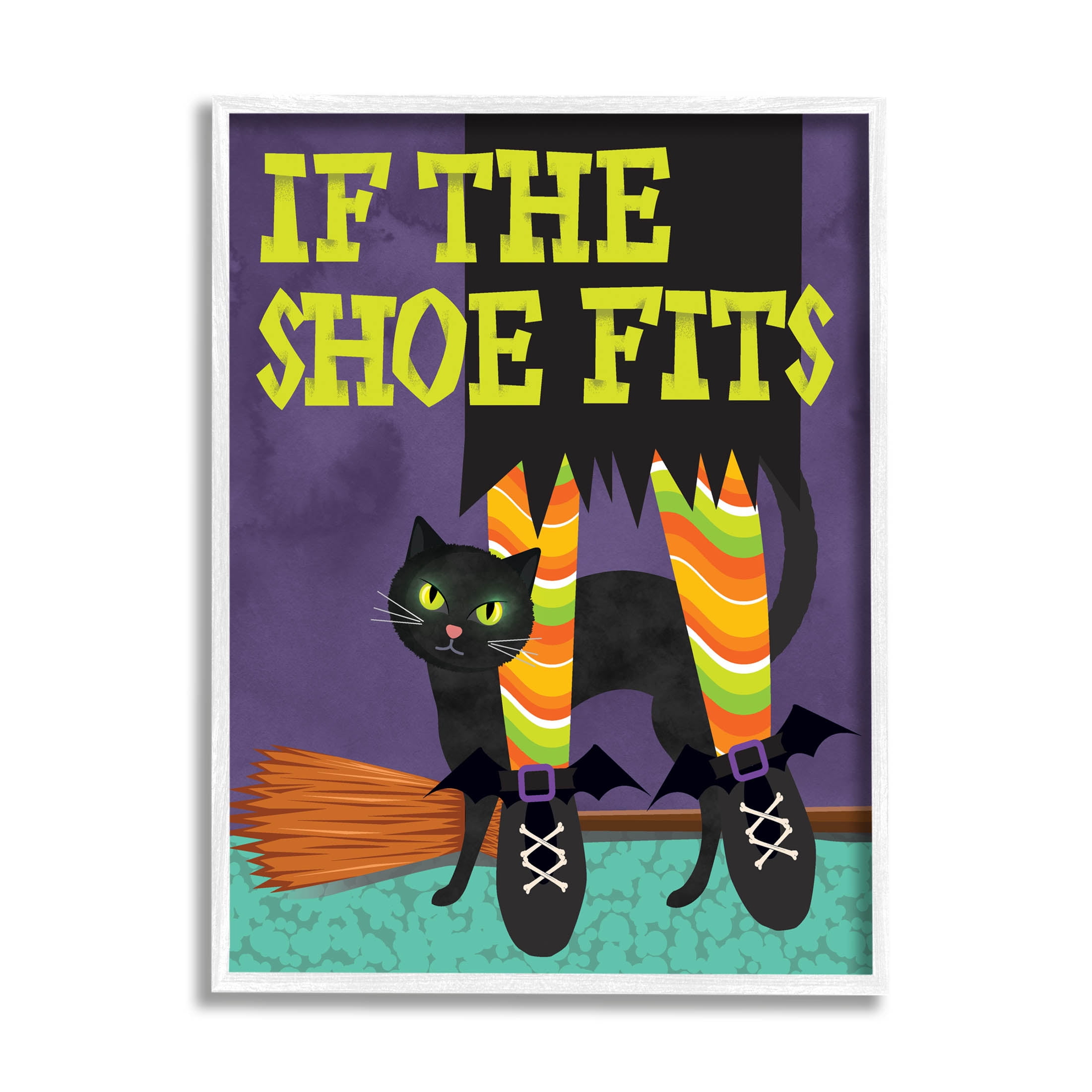 Stupell Industries If The Shoe Fits Witch Graphic Art White Framed Art Print Wall Art, Design by Linda Birtel