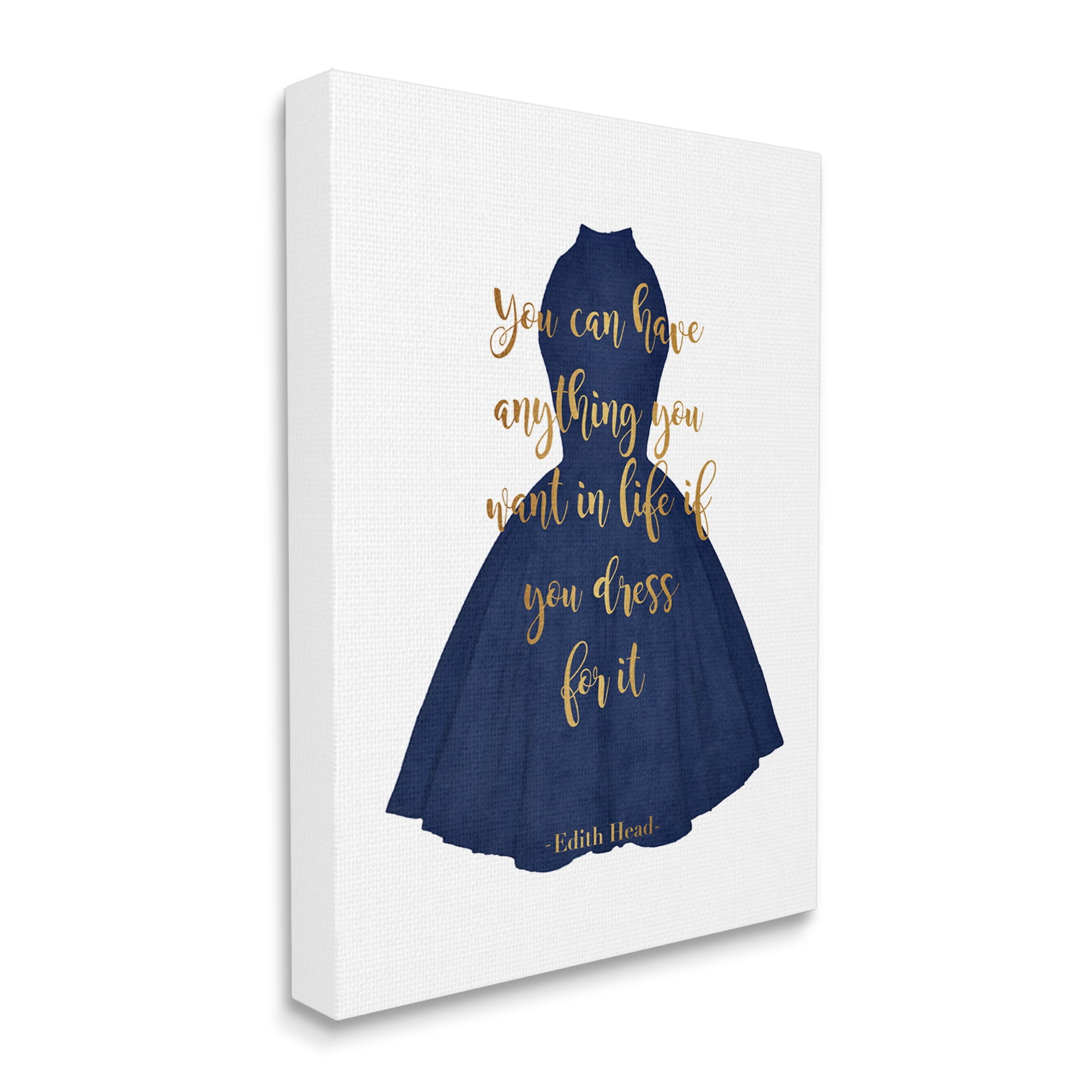 Stupell Industries If You Dress For It Quote Blue Gown Fashion Beauty & Fashion Painting Gallery Wrapped Canvas Print Wall Art, 16 x 20