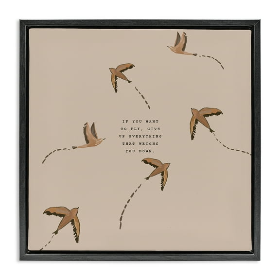 Stupell Industries If You Want To Fly Animals Painting Black Floater Framed Canvas Art Print Wall Art, 18 x 18