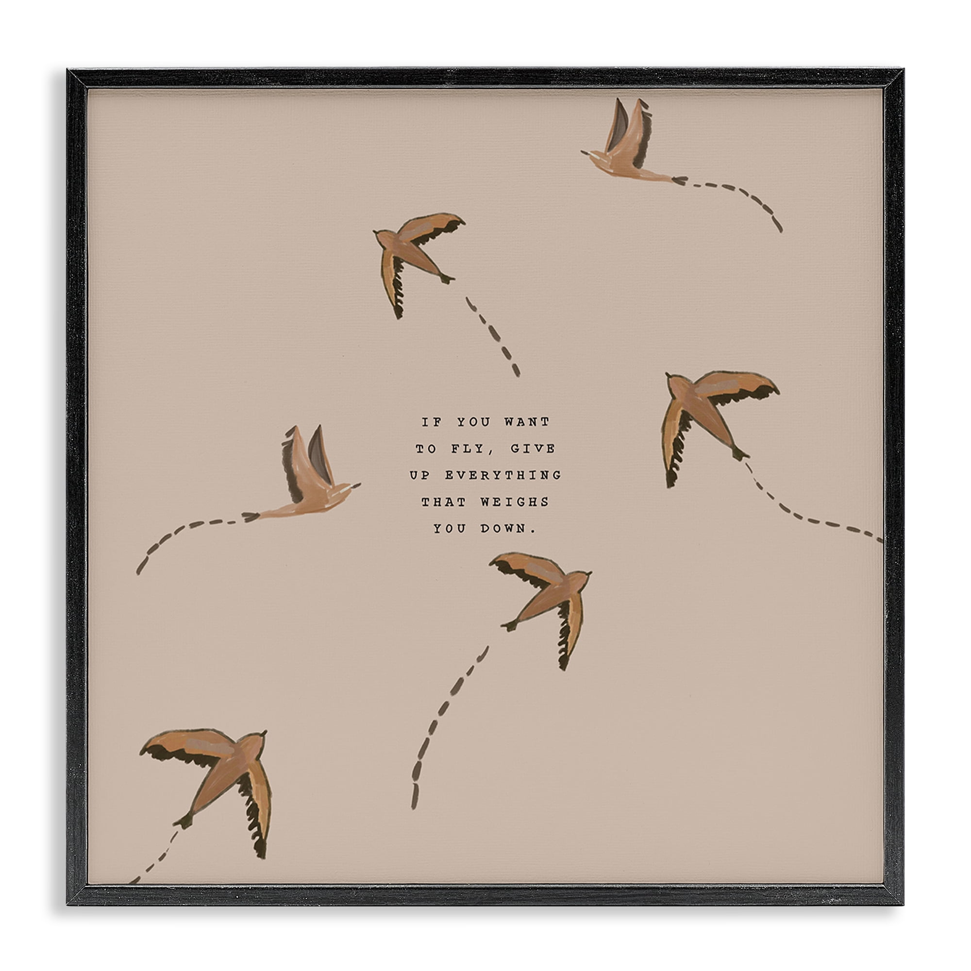 Stupell Industries If You Want To Fly Animals Painting Black Framed Art Print Wall Art, 17 x 17