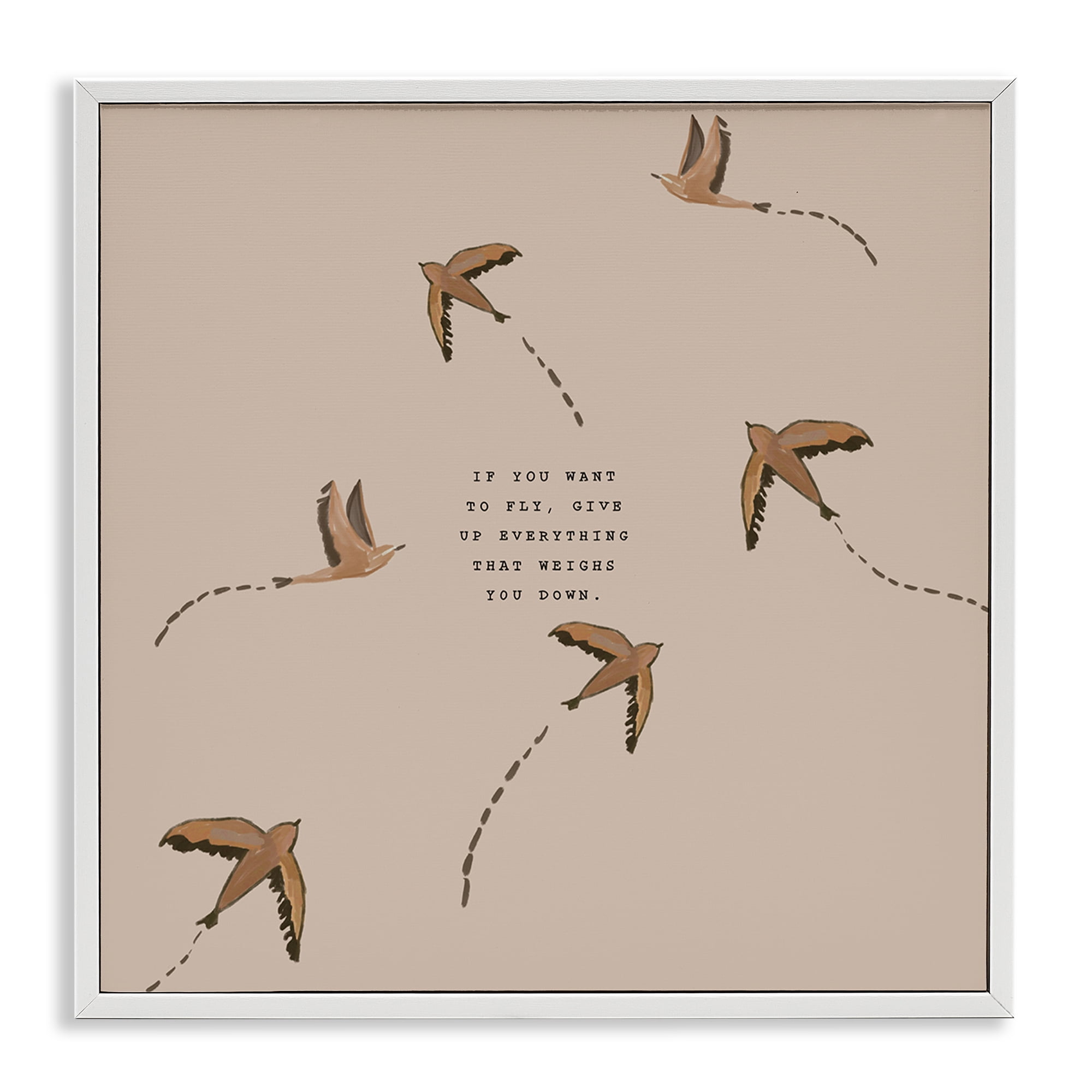Stupell Industries If You Want To Fly Animals Painting White Framed Art Print Wall Art, 12 x 12
