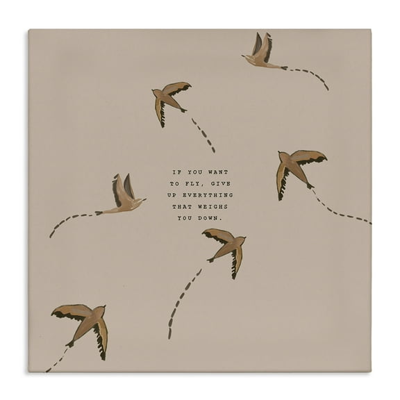 Stupell Industries If You Want To Fly Animals Painting Wrapped Canvas Art Print Wall Art, 17 x 17