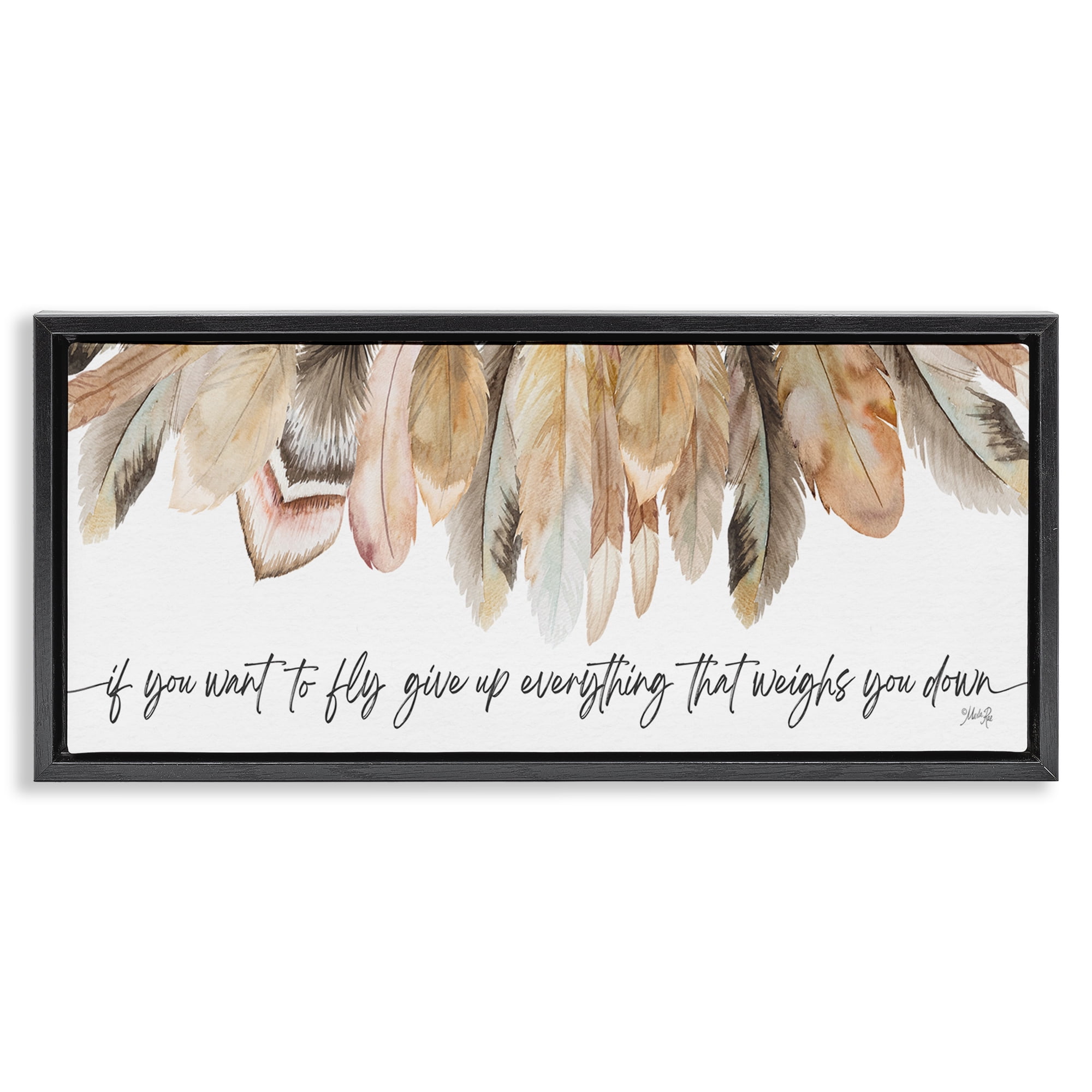 Stupell Industries If You Want To Fly Typography Painting Black Floater Framed Art Print Wall Art, 31 x 14